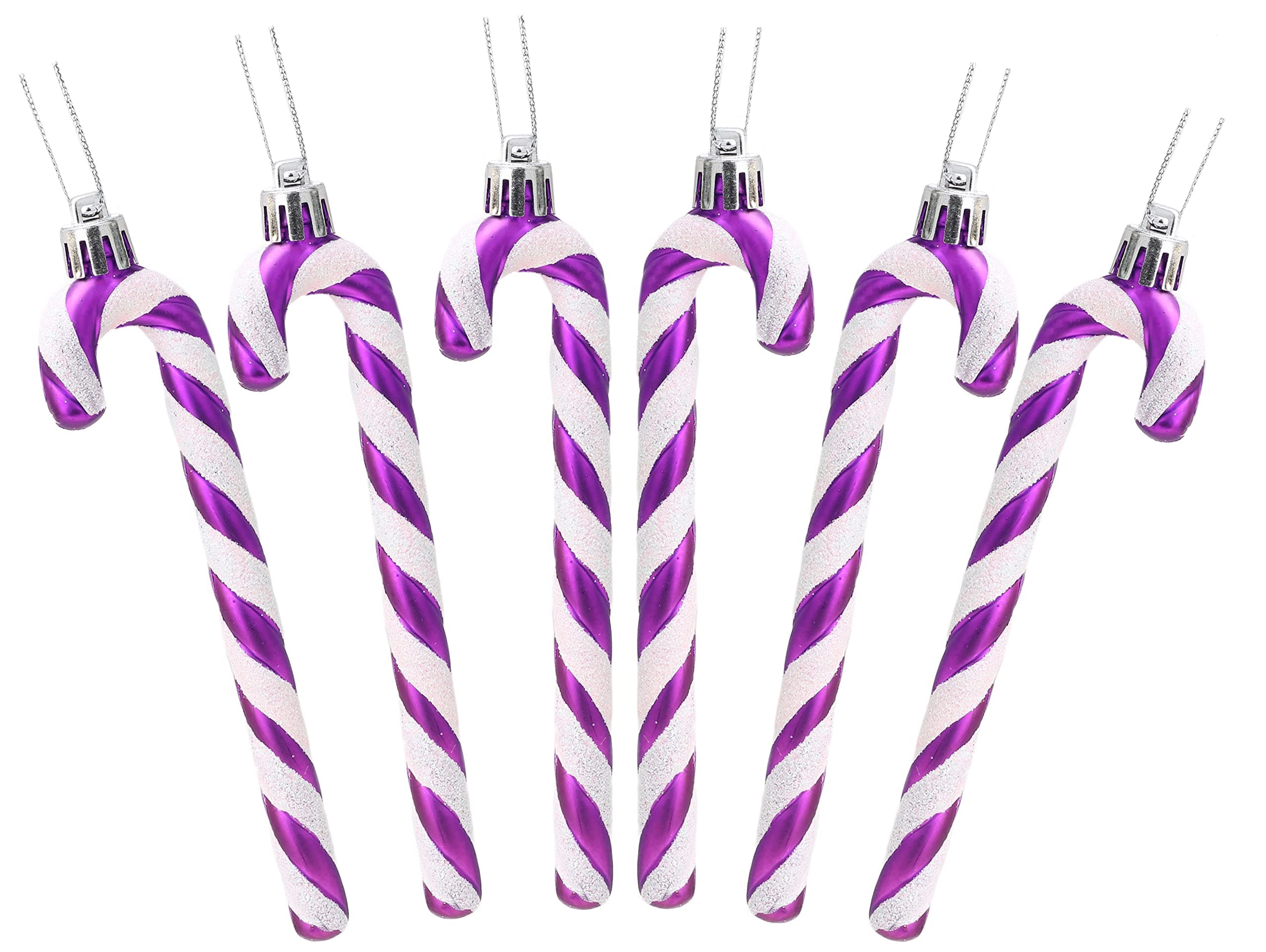 Christmas ConceptsPack Of 6-13cm Glitter Candy Cane Christmas Tree Decorations (Purple & White)