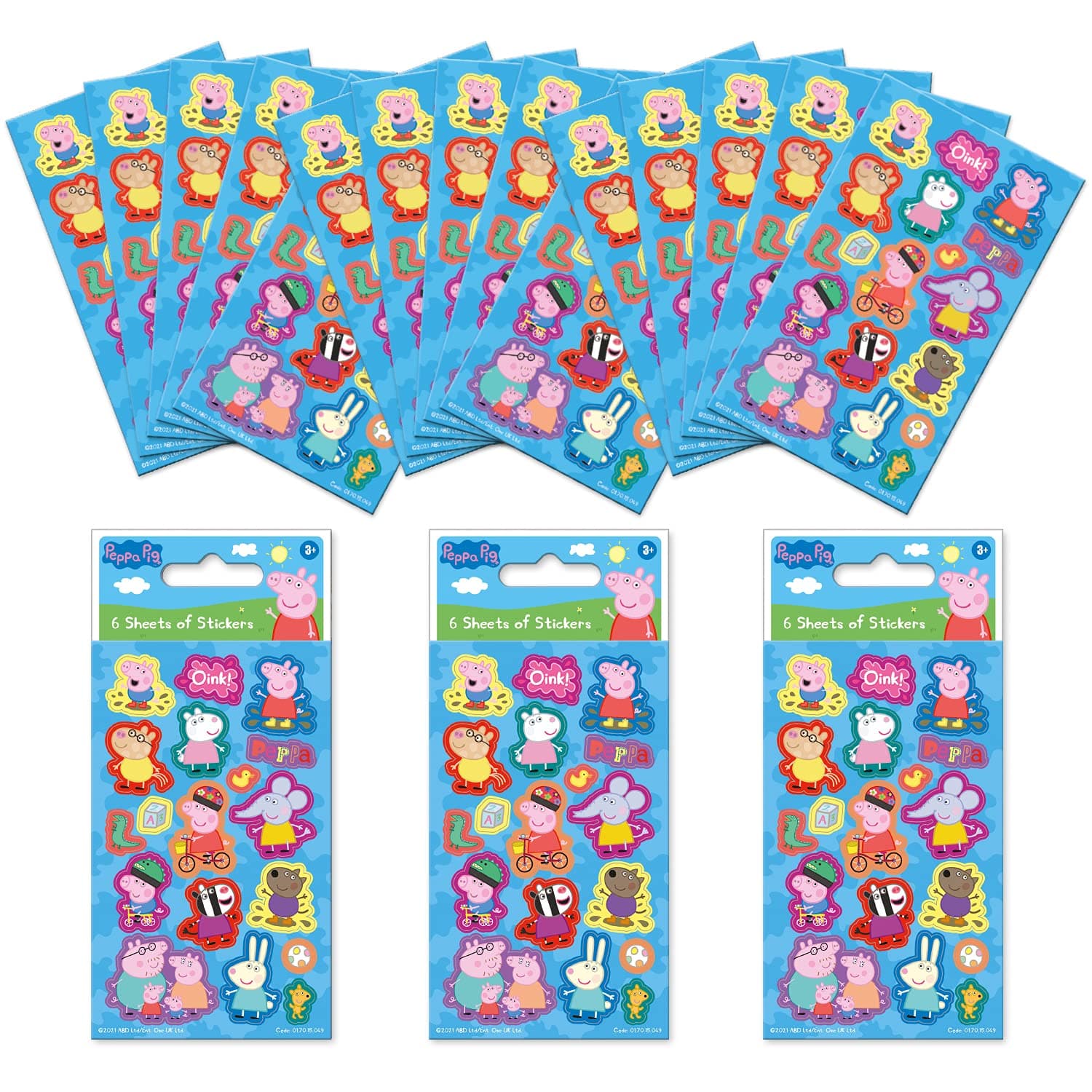 Paper Projects Peppa Pig Blue Party Bag Sticker Bundle (18 Sheets) | Perfect for Children’s Parties and Stocking Fillers | Can be Used for Decoration and Scrapbooking,12.5cm x 7.5cm , ,Multicolor