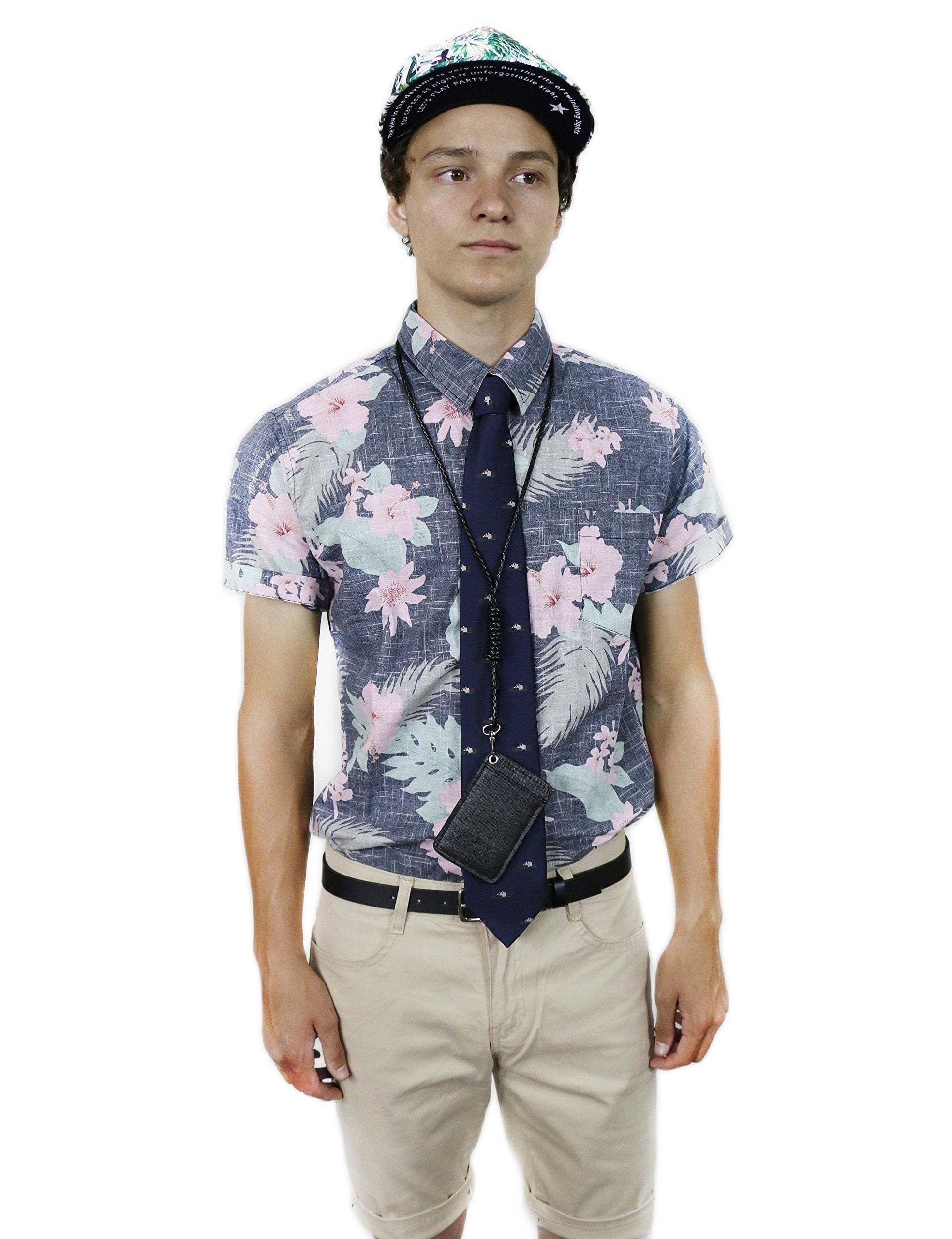 makeitblack Men's Short Sleeve Floral Printed Button Down Shirt