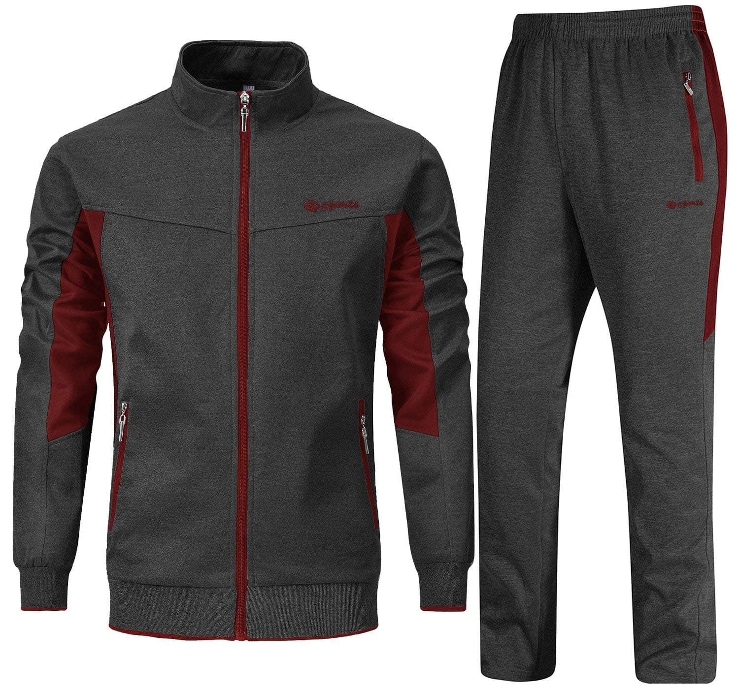 Rdruko Men's Tracksuit Athletic Full Zip Casual Sports Jogging Gym Sweatsuit