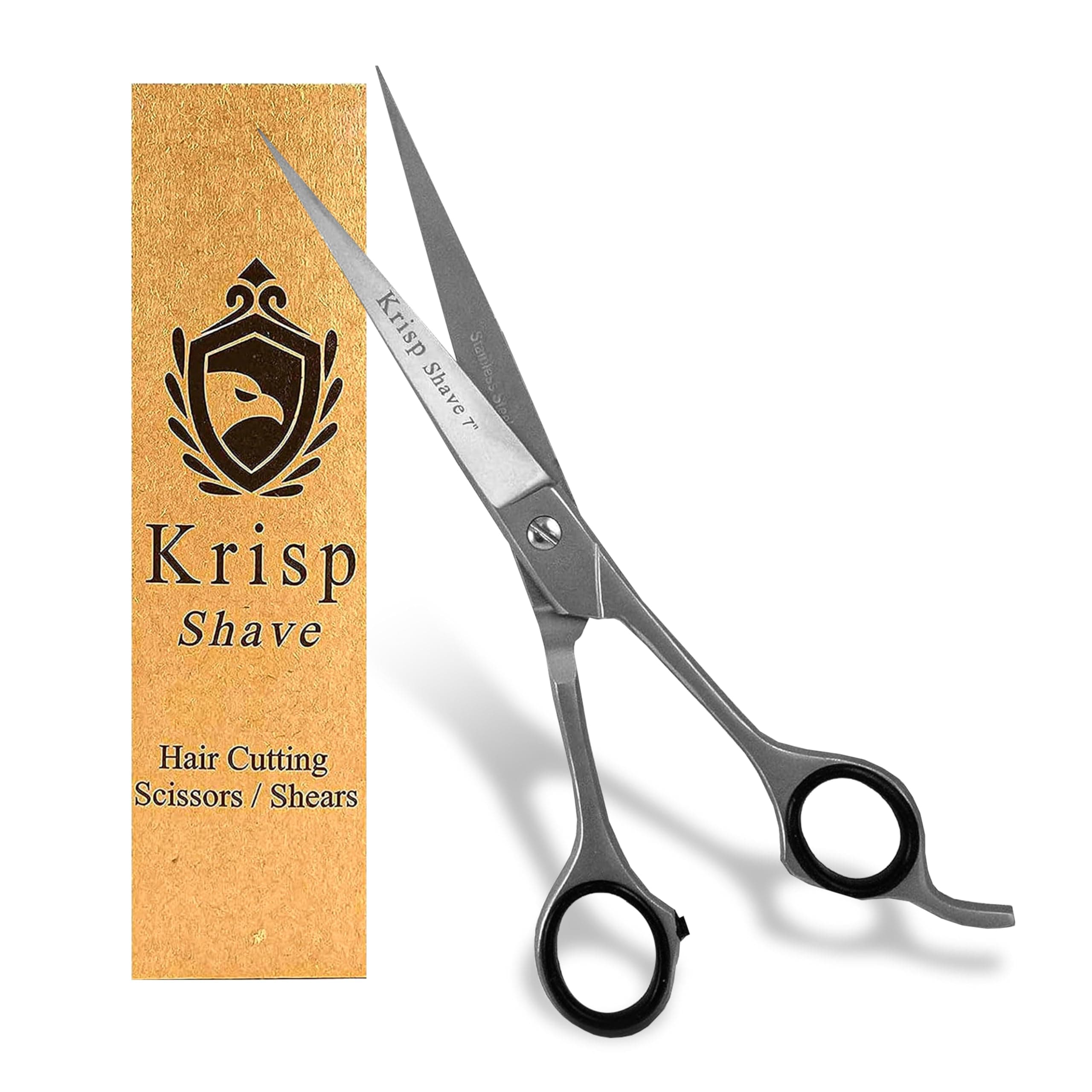 Professional Hair Cutting Scissors - Krisp Shave Japanese Stainless Steel Salon Barber Scissor (7 inch Inch) - Shears for Men's Beard Mustache Women Kids Pets Haircut All Purpose Shear, KSP-784