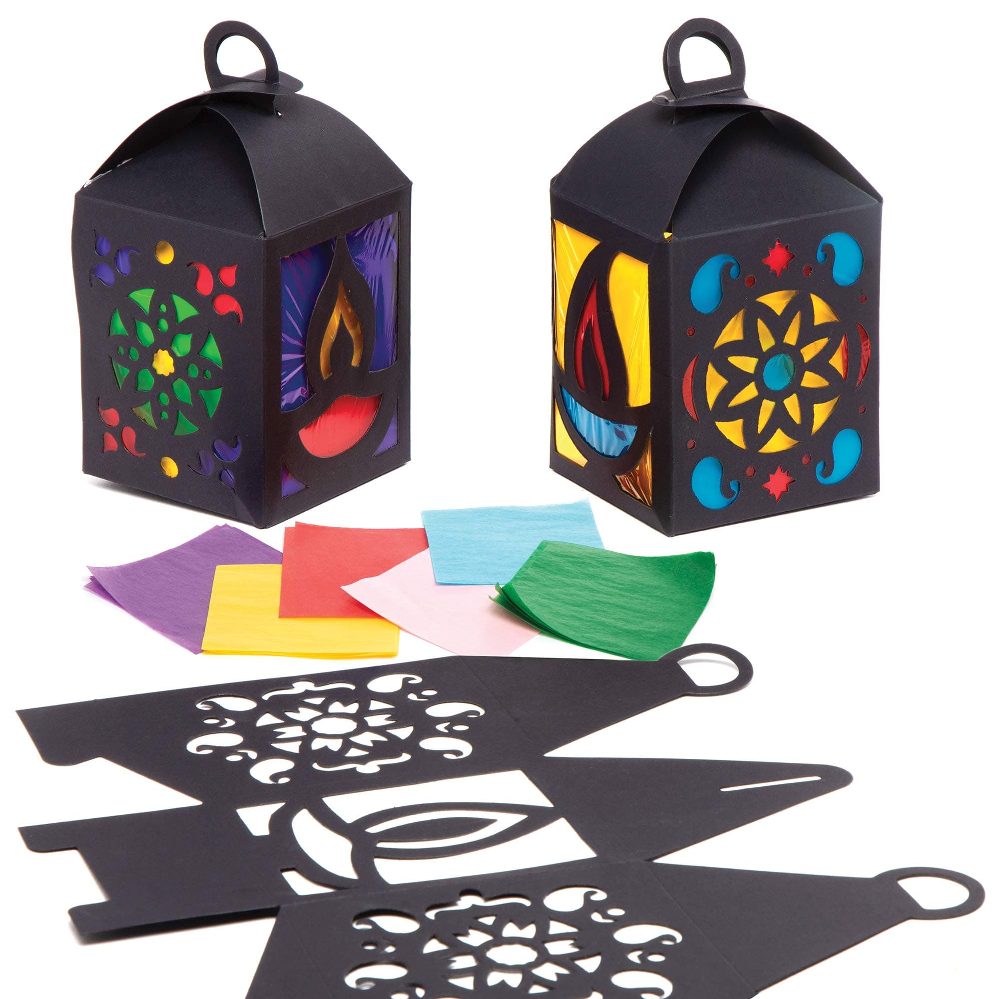 Baker Ross AT105 Diwali Lantern Kits - Pack of 4, Kids Lanterns to Design and Decorate, Ideal Kids Arts and Crafts Projects