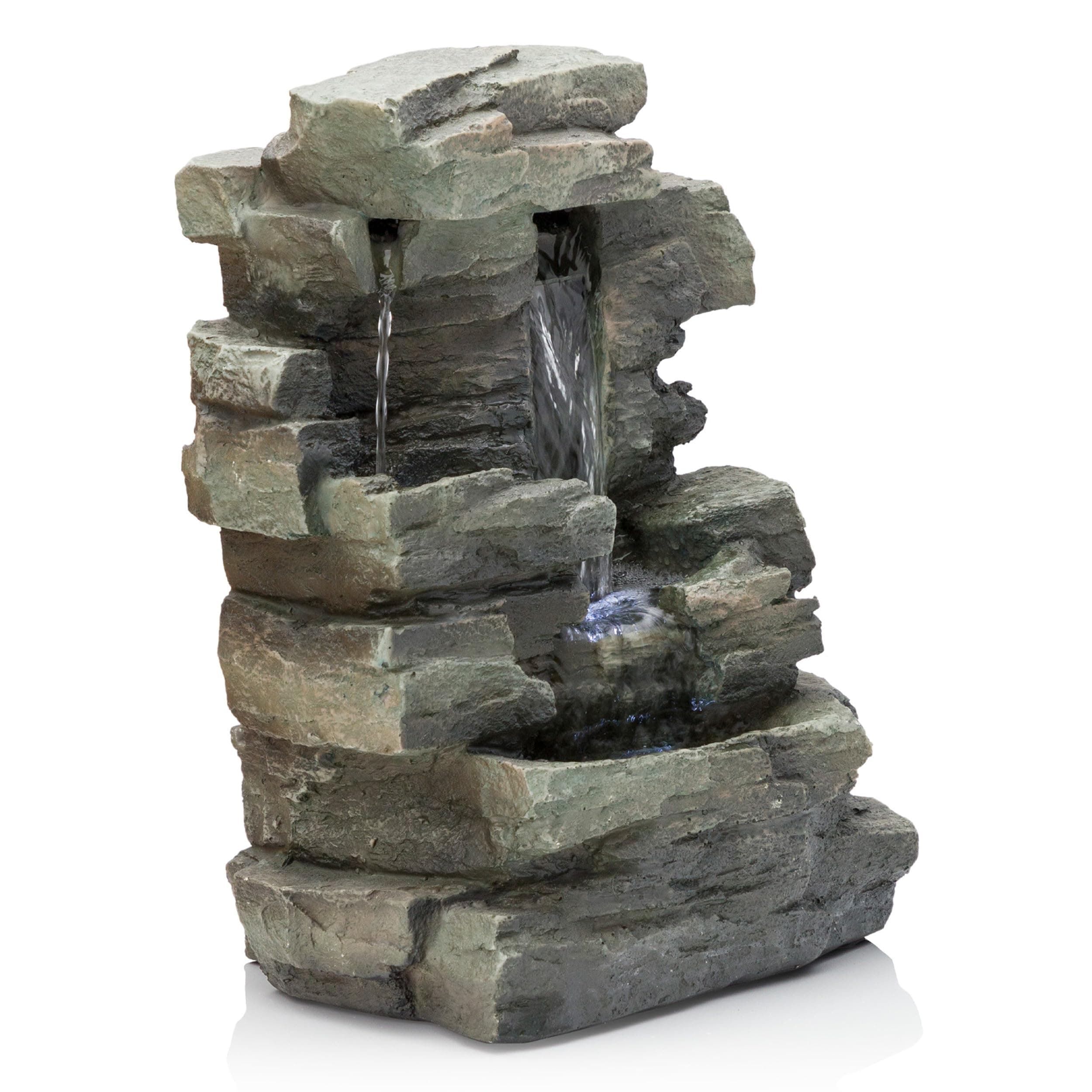 Alpine WIN220 Waterfall Tabletop Fountain with White LED Light