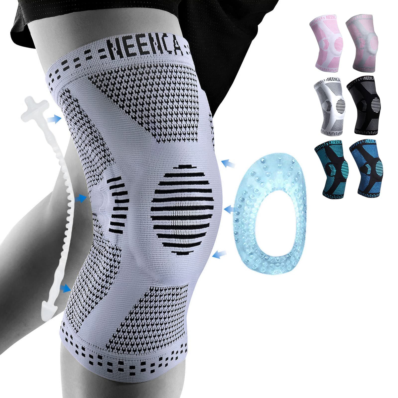 NEENCA Professional Knee Brace，Compression Knee Sleeve with Patella Gel Pad & Side Stabilizers Knee Support Bandage for Pain Relief Medical Knee Pad for ACL Running Joint Recovery