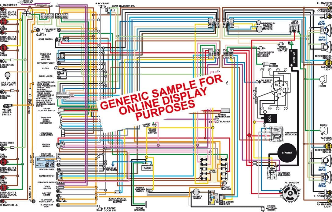Full Color Laminated Wiring Diagram FITS 1970 1971 Chevy Nova Color Wiring Diagram 18" X 24" Poster Size (with console gauges)