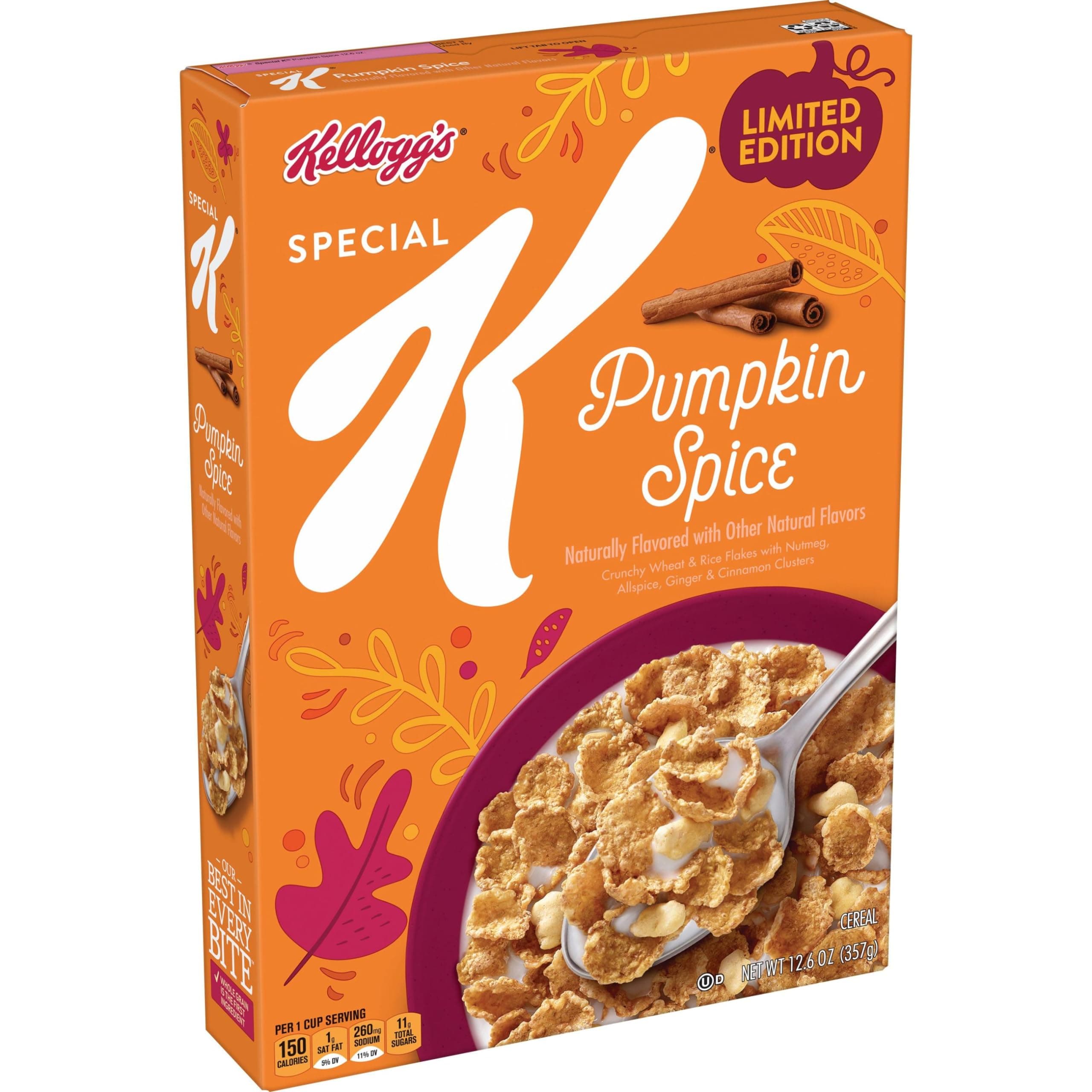 Kellogg’s Special K Breakfast Cereal, Fiber Cereal, Family Breakfast, Pumpkin Spice, 12.6oz Box (1 Box)
