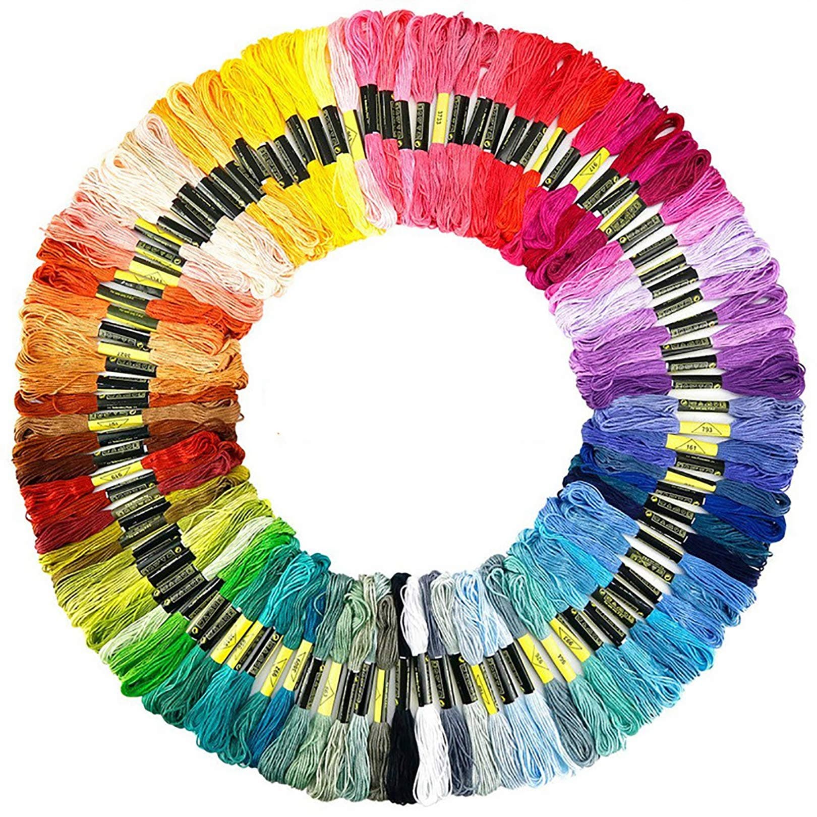 Vilihkc Rainbow Color Embroidery Floss 100 Skeins Per Pack with Cotton for Cross Stitch Threads Bracelet Yarn Craft Floss Embroidery Floss Set