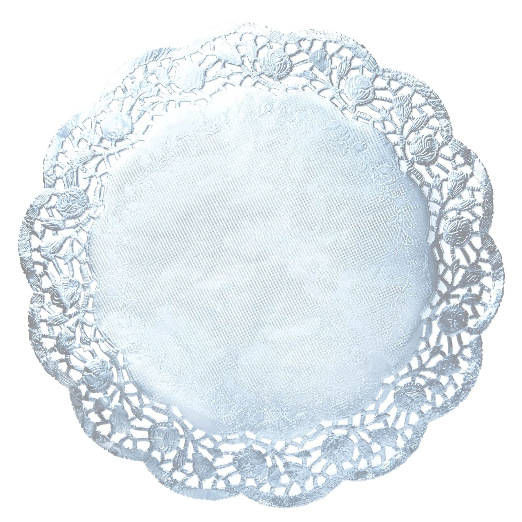 14 Inch Silver Paper Doily Round Paper Lace Doilies Silver Foil Table Placemats Ideal for Cake, Crafts, Party, Weddings, Tableware Decor (60 Pack)