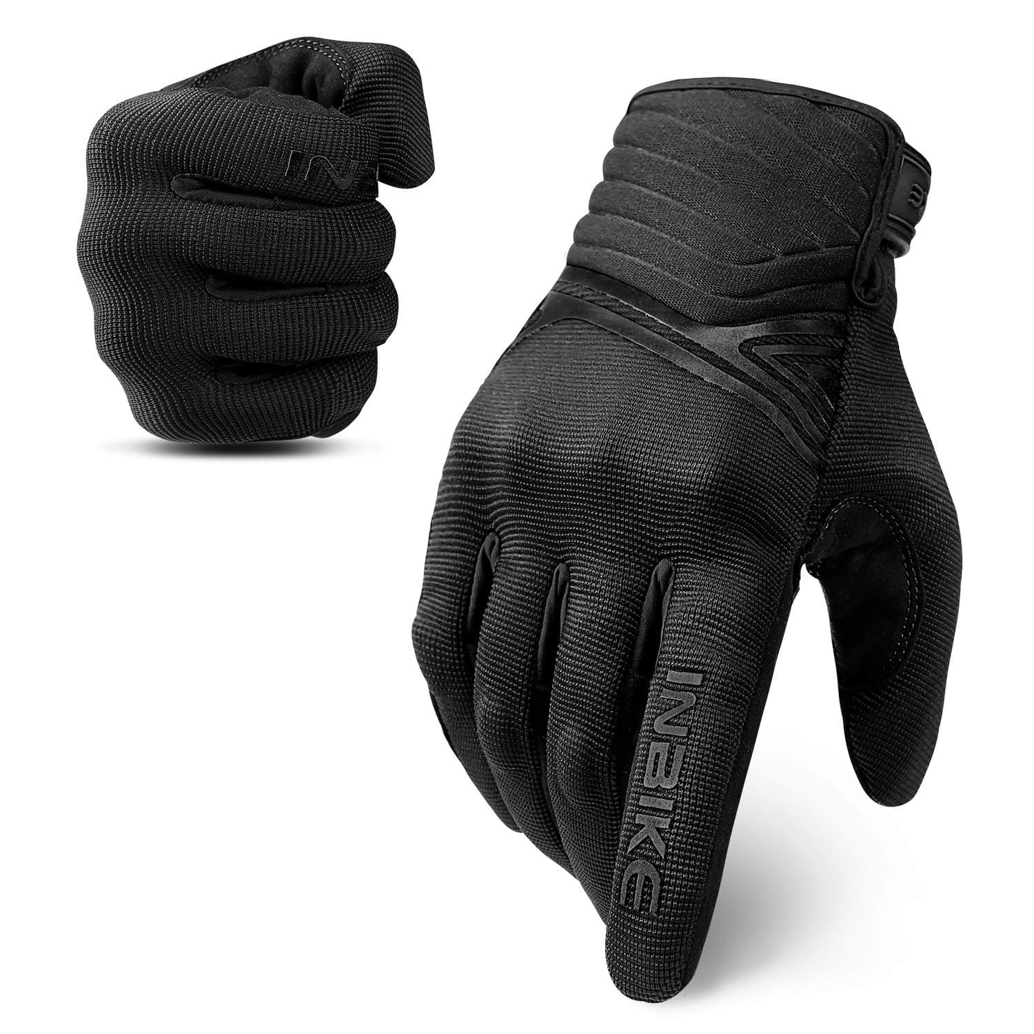 INBIKE Polyester Breathable Mesh Motorcycle Cycling Gloves Touchscreen With Tpr Palm Pad Hard Knuckle Black Large