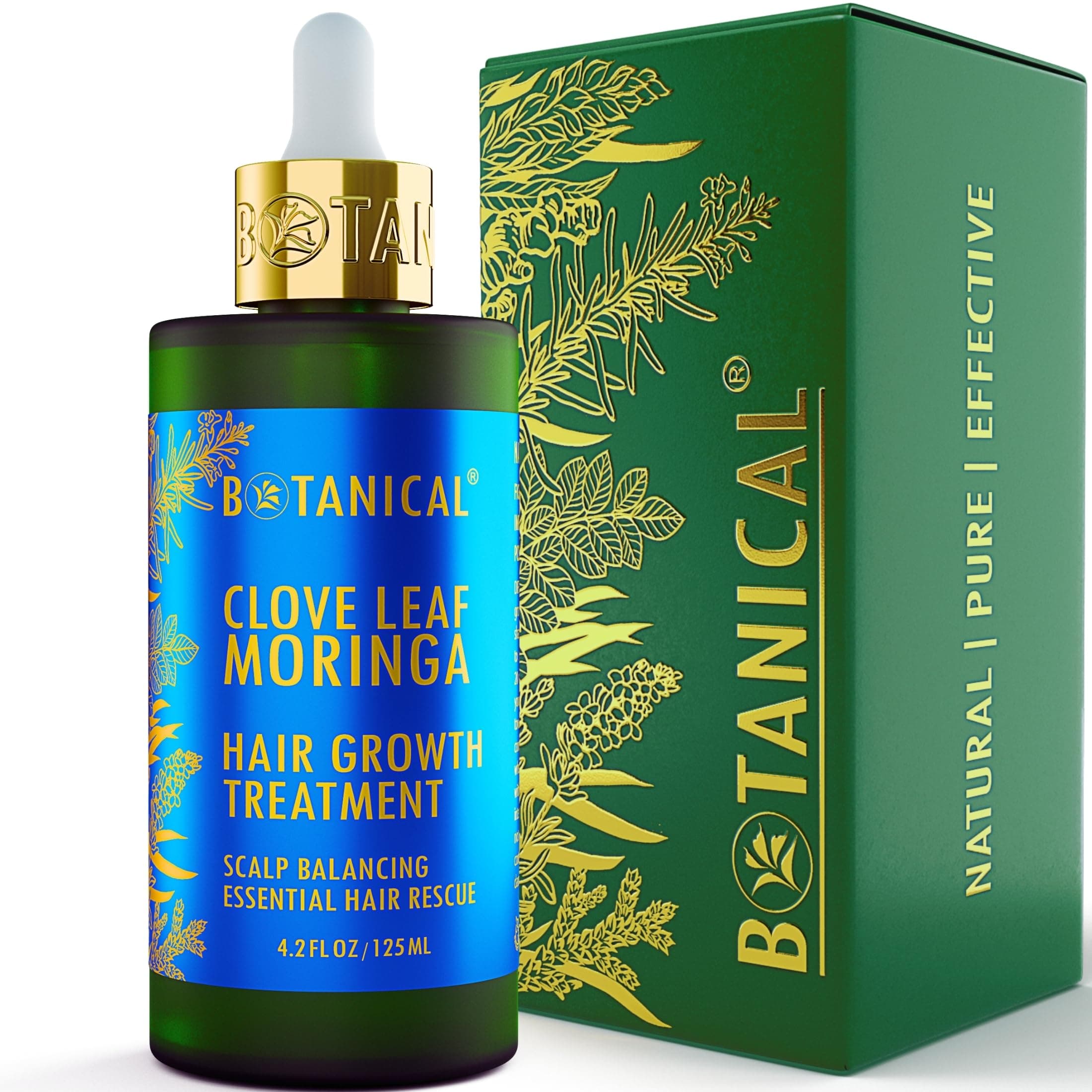 Botanical Hair Growth Treatment Clove Leaf Moringa Hair Oil For Hair Thinning Prevention Pre-Shampoo Scalp Stimulating Detox Head Spa Natural Anti-Hair Loss Thickening Products With Biotin 4.2 Fl Oz