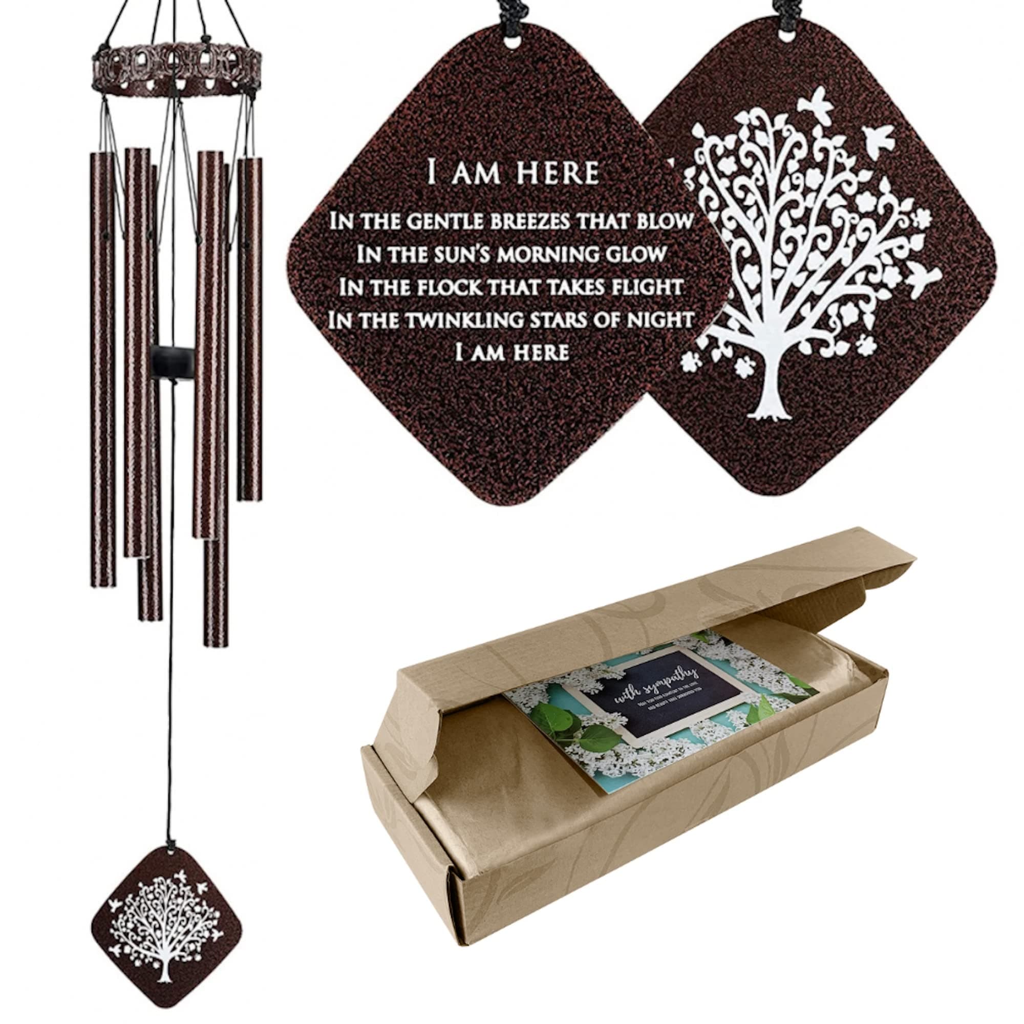 Solsken Home Memorial Wind Chimes - Sympathy Wind Chimes - Relaxing, Sweet Tones - Bronze - 29"