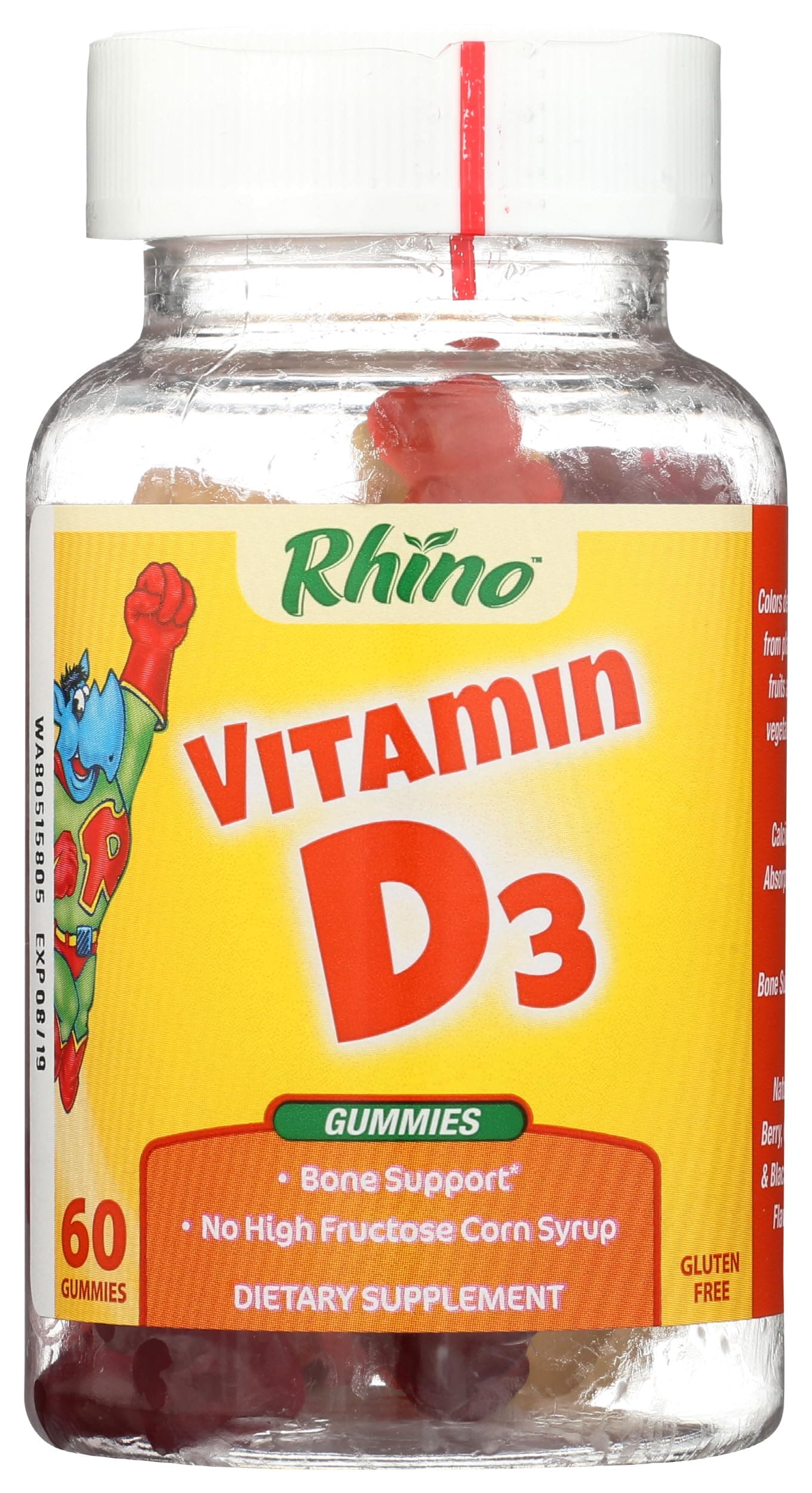 Nutrition Now Rhino Gummy Vitamin D Bears, 60 CT