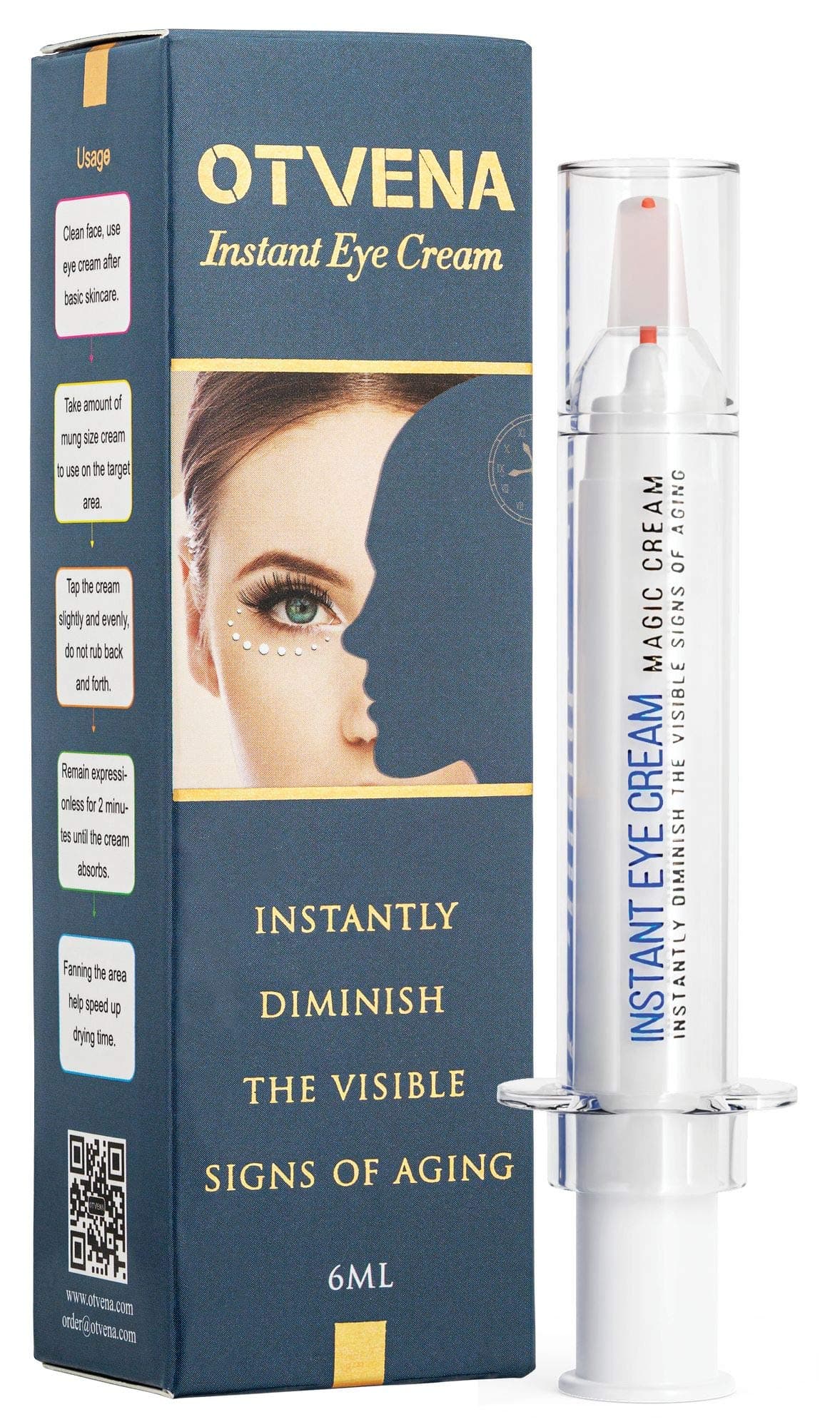Anti Aging Eye Cream (6 mL) Instant, Visible Anti Wrinkle Cream for Dark Circles, Puffiness, Under-Eye Bags, Fine Lines - Natural Herbal Hydrating Eye Treatment Products