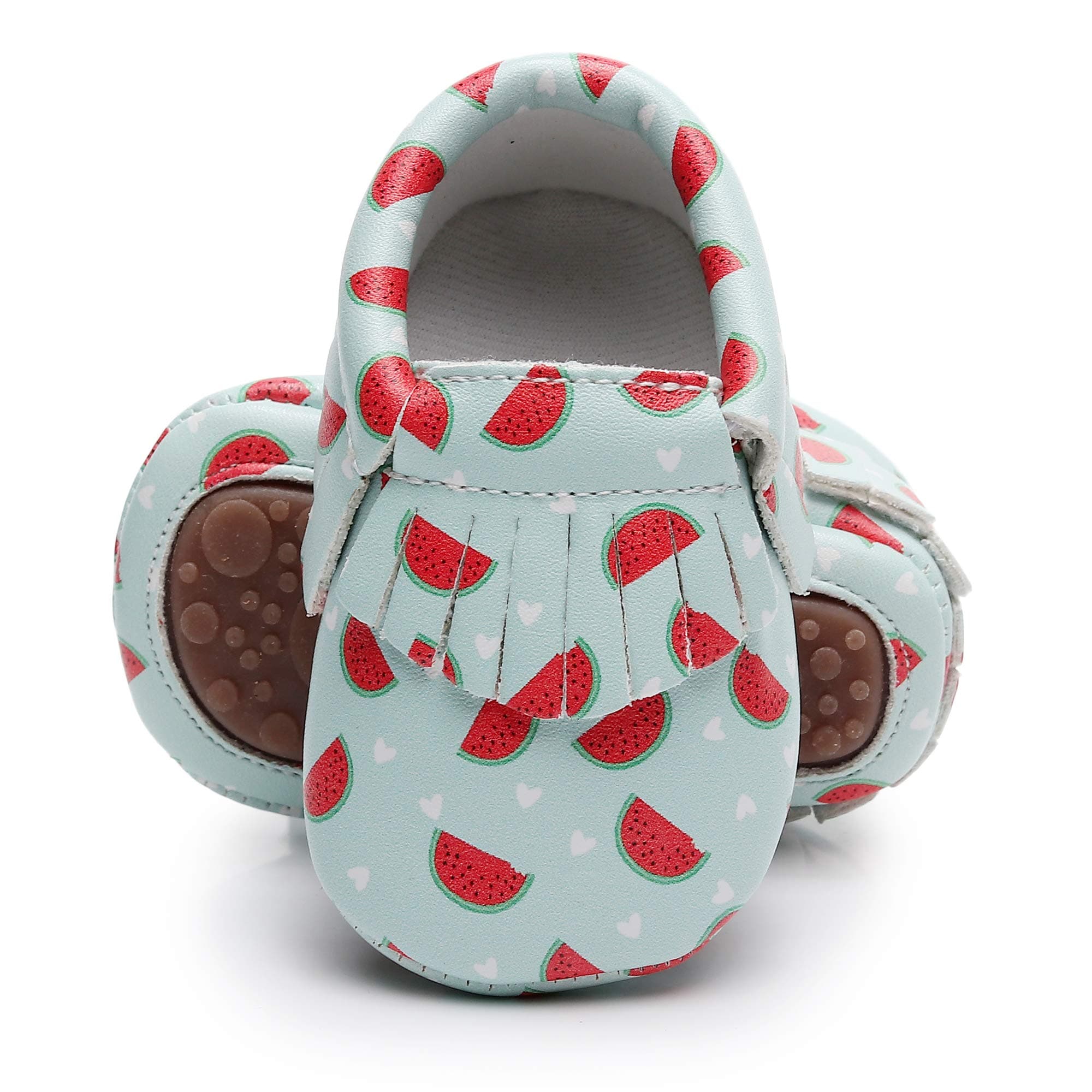 Bebila Baby Moccasins Printing Tassels Rubber Sole Leather First Walkers Toddler Bebe Shoes for Boys and Girls (US 6M/5.12’’/13cm 12-18Months, Model-7)