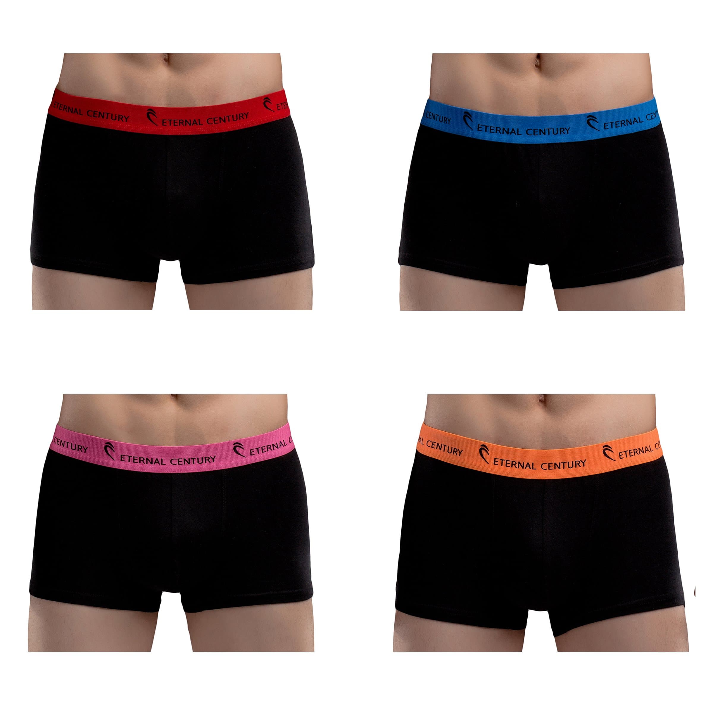 ETERNAL CENTURY Men's Underwear Cotton Stretch Low-Rise Boxer Briefs (4-Pack)