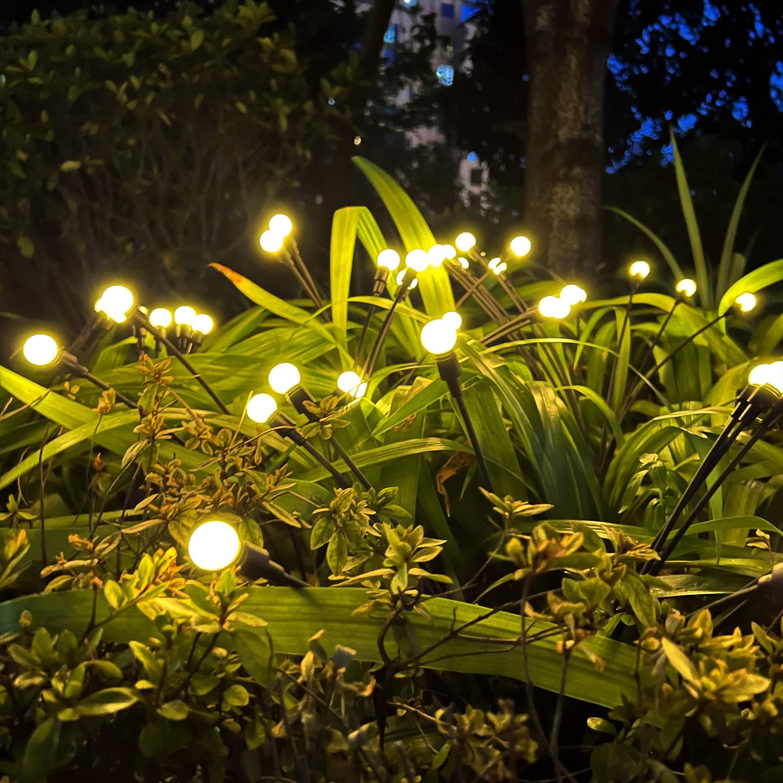 Solar Garden Lights, 2 Pack 20 LEDs Solar Outdoor Lights, Solar Fairy Lights Outdoor Waterproof for Yard Garden Decoration Garden, High Flexibility Iron Wire & Heavy Bulb Base, Warm White
