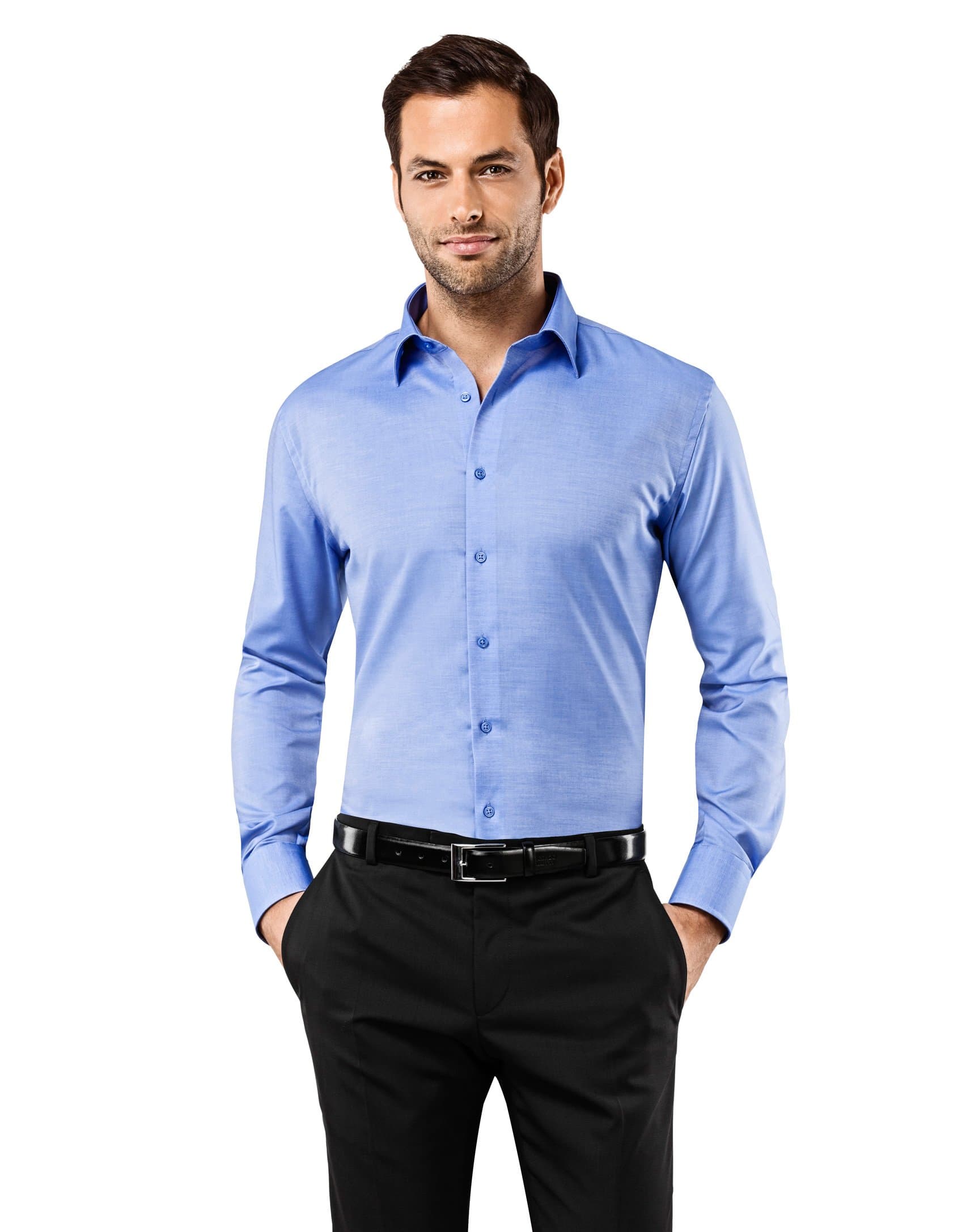 Vincenzo Boretti Men's Plain Classic Long Sleeve Formal Shirt