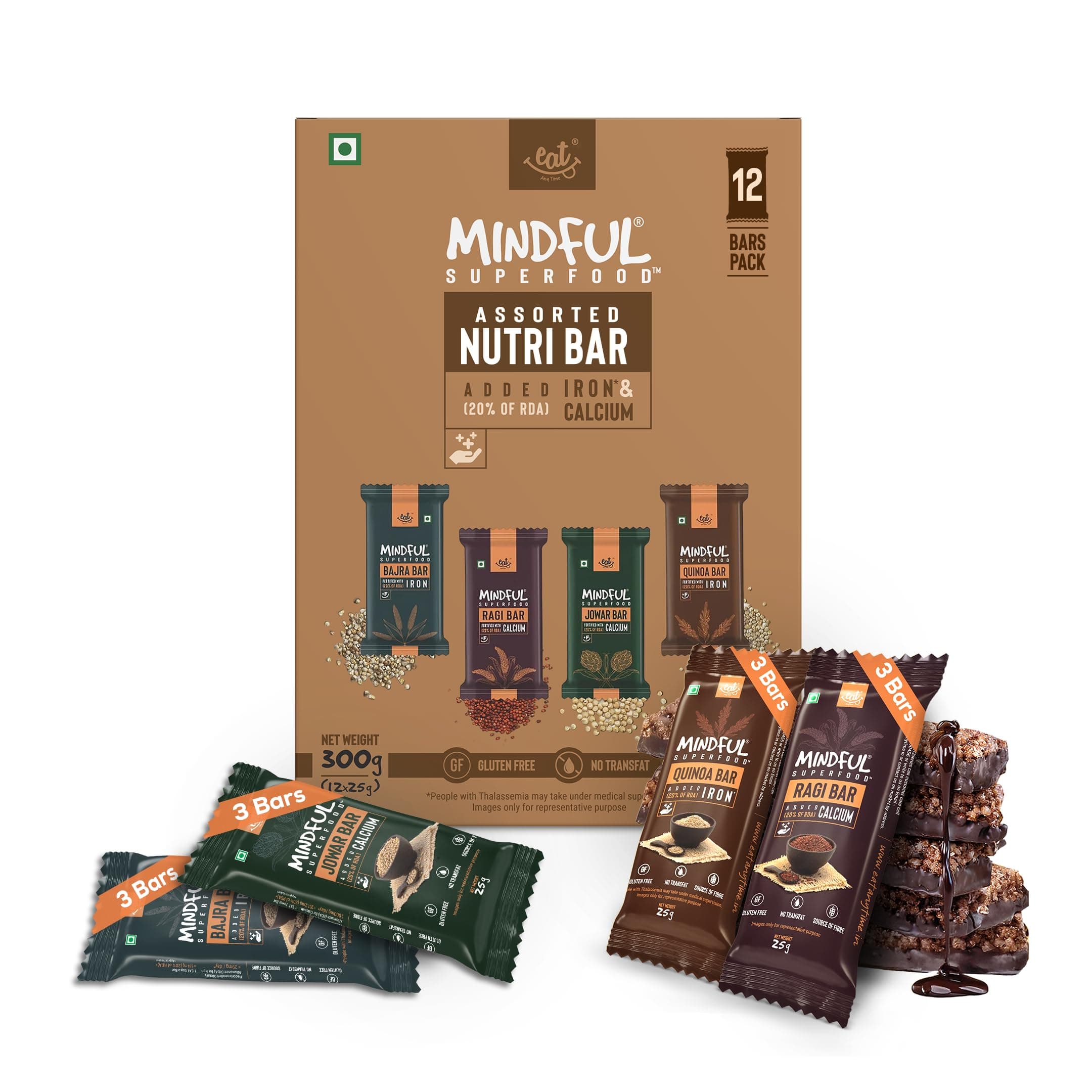 - Eat Anytime Multigrain Millet Energy Bars, 6 Bars | High Protein, High Fiber, No Added Sugar | Gluten Free Granola Bars with Ragi, Quinoa, Jowar, Dark Chocolate | Healthy Snack (150g)