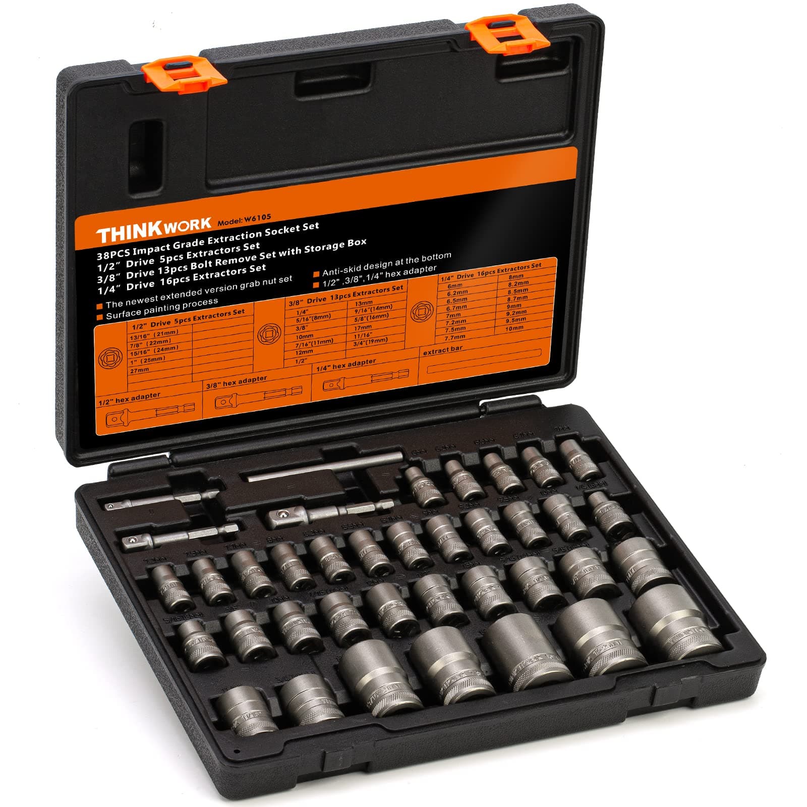 38 Pcs Upgraded Bolt Extractor Set
