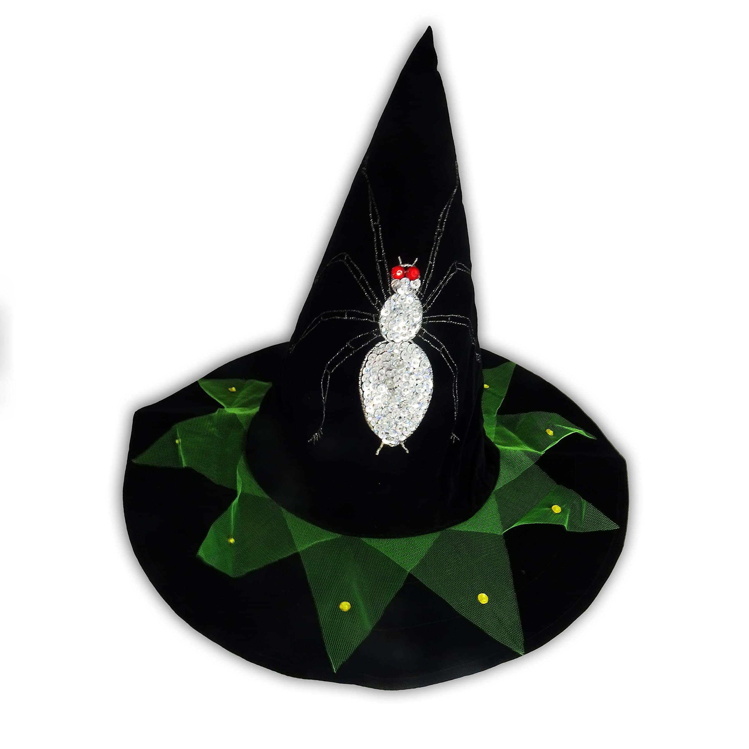 Slimy Toad Scary Spider Kids Witch Hat - Luxury Handmade Witch Hat for Kids - Silver Sequin (3-8 years)