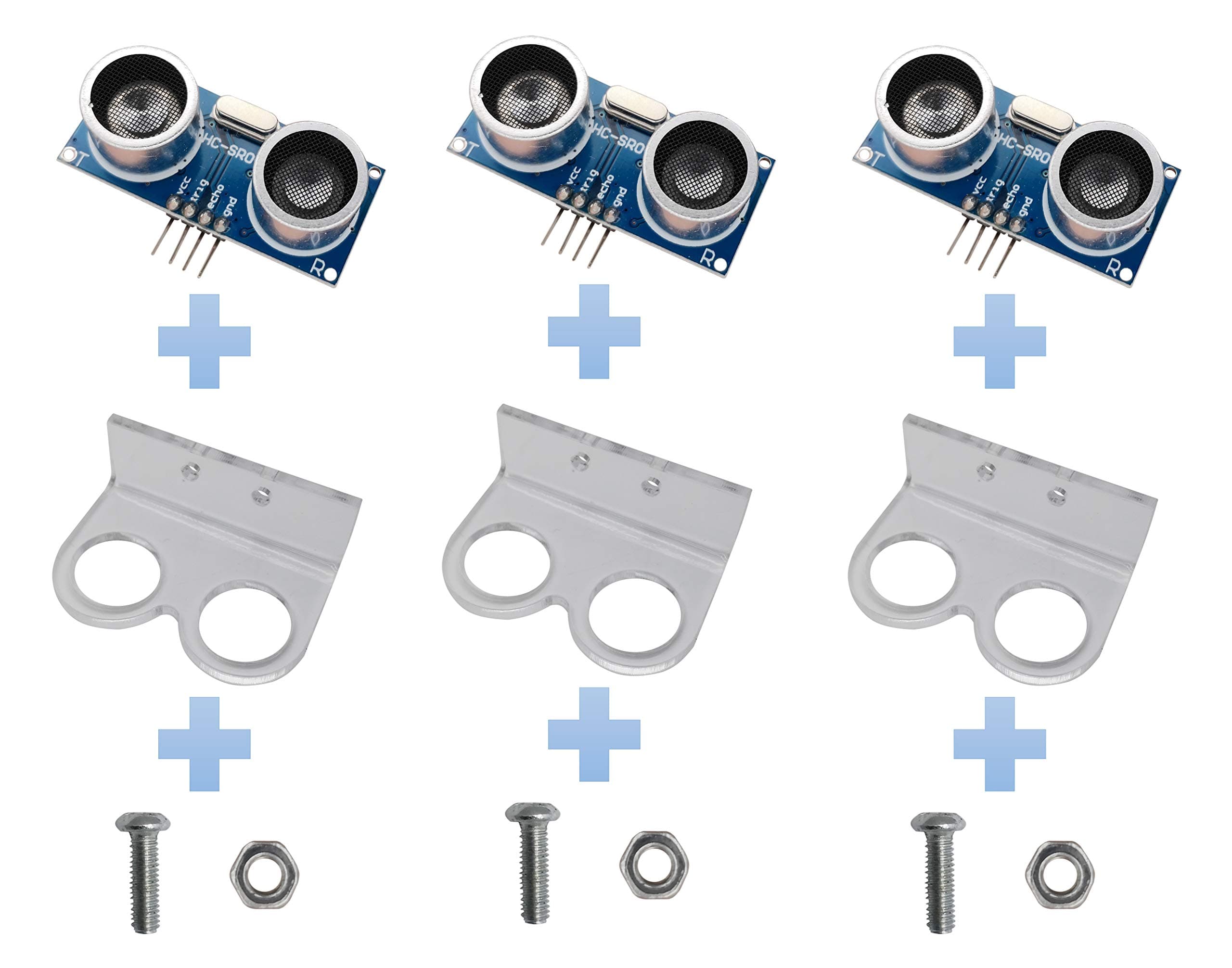 Excelity 3pcs Ultrasonic Module HC-SR04 Distance Sensor with 3pcs Mounting Bracket