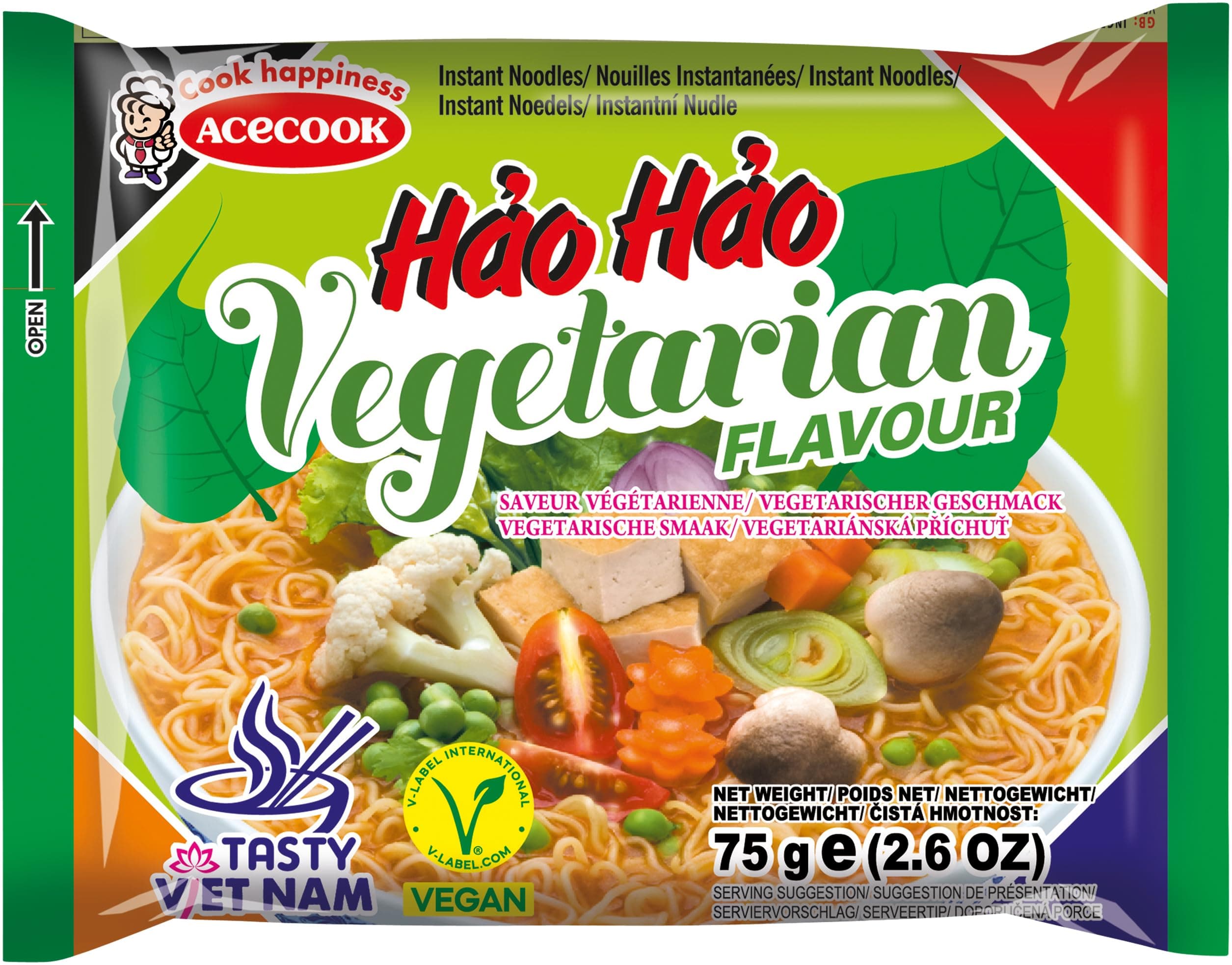 Acecook Hao Hao Instant Noodles - Vegetarian Flavour - 30 Packets