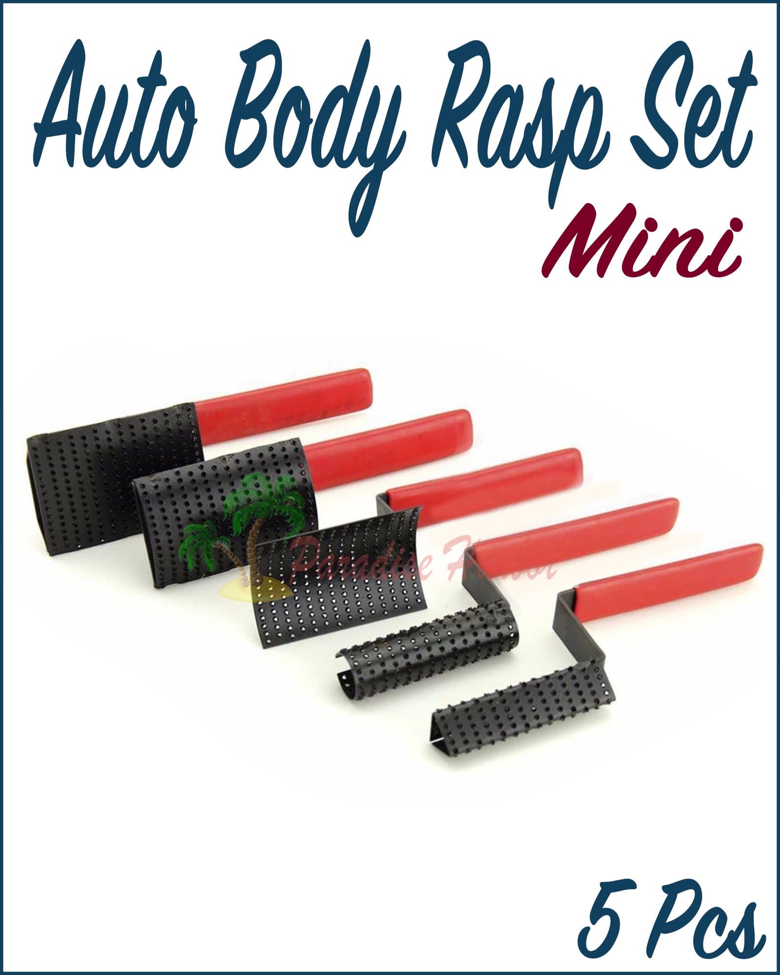 5 Pcs Mini Auto Body Rasp Set (Round, Triangular, Concave, Convex and Flat Shapes)