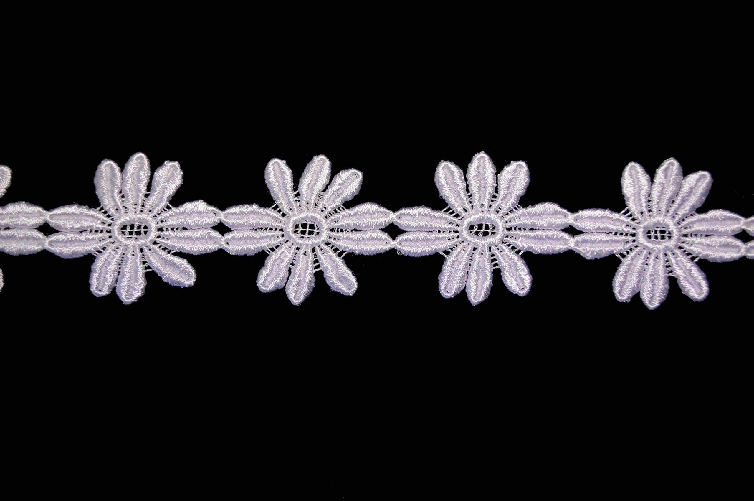 Altotux 2" White Daisy Flowers Floral Guipure Cuttable Venice Lace Trim By Yard