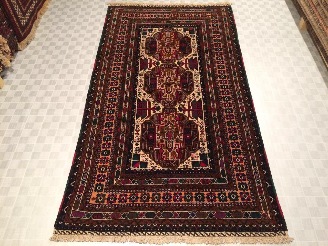 PC # 950 Balochi Hand Made Prayer Rug Area Rug 209 x 116 cm - 6.9 x 3.8 Feet