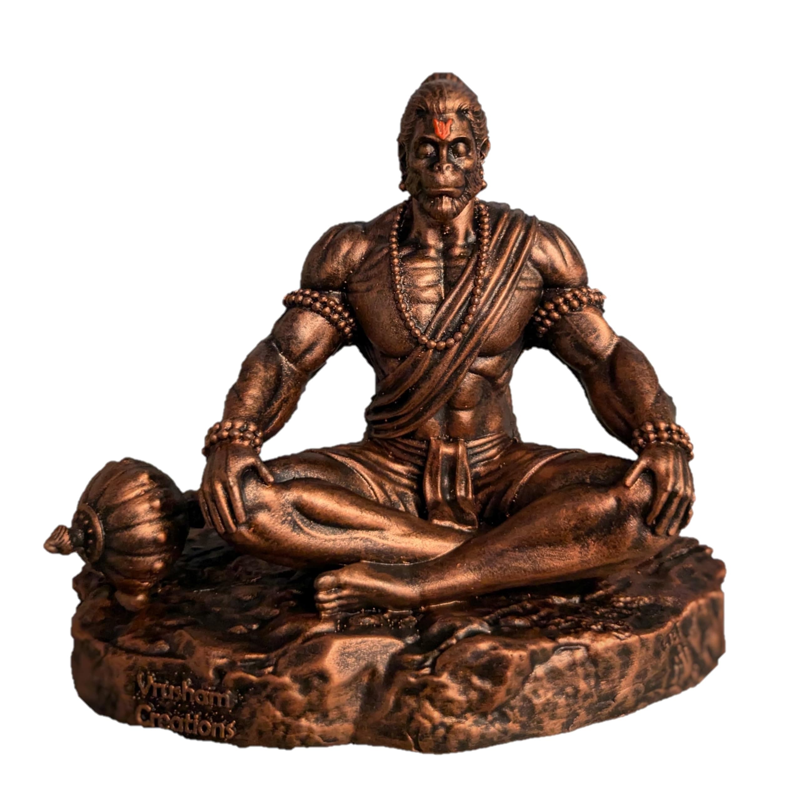 VRUSHAM CREATIONS Meditating Hanuman Ji Murti - Bajrangbali Best Idol for Car Dashboard - PolyMarble Washable Material (4 inch)