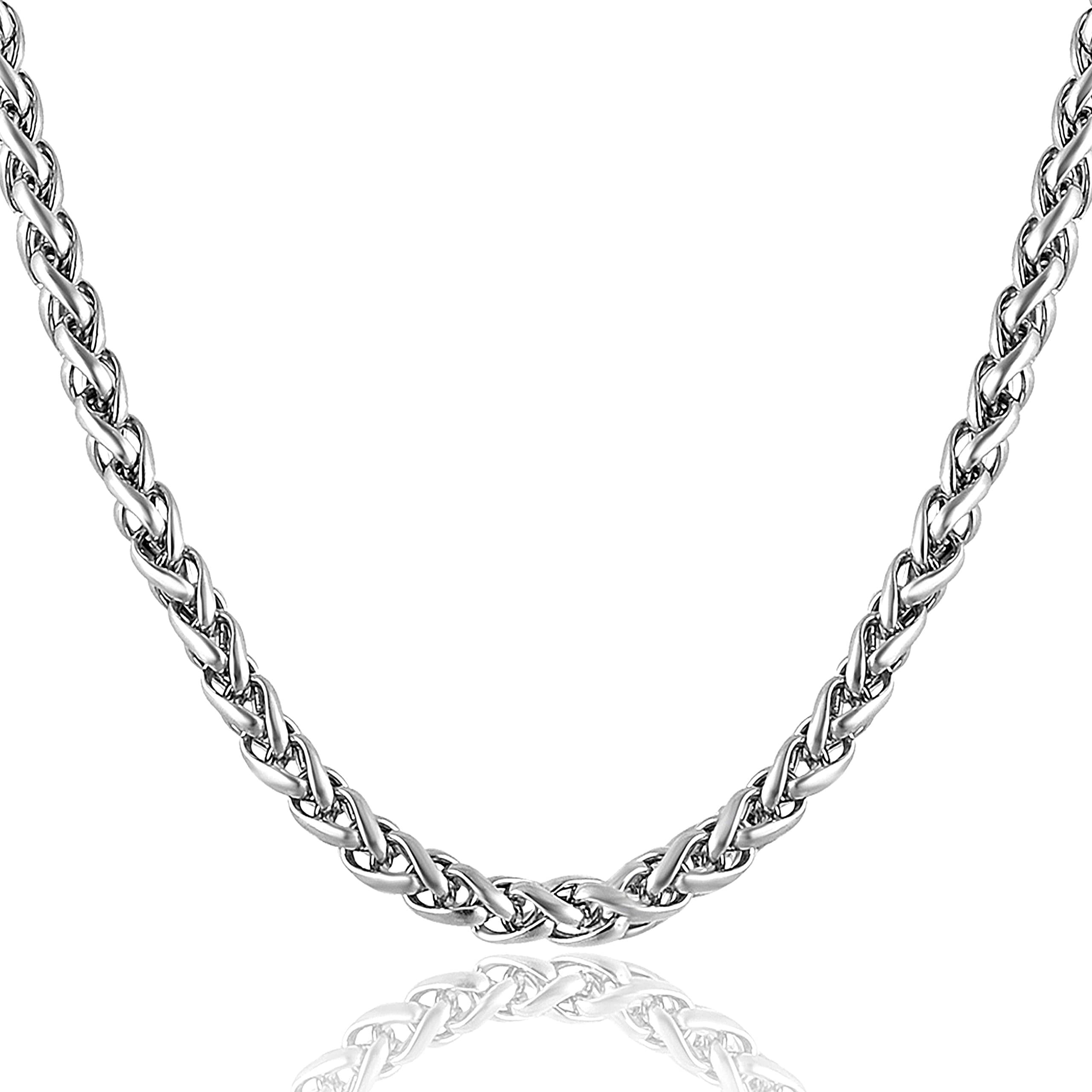 MEENAZ Chain for Man boyfriend Jewellery Stainless Steel Valentine Long Gents Platinum Necklace Silver Chain for Men Boys Stylish -CN9136