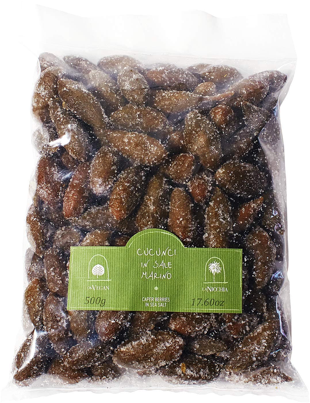 Caperberries Cucunci in Sea Salt - La Nicchia - Capers - Pantelleria Island, Sicily - 500g