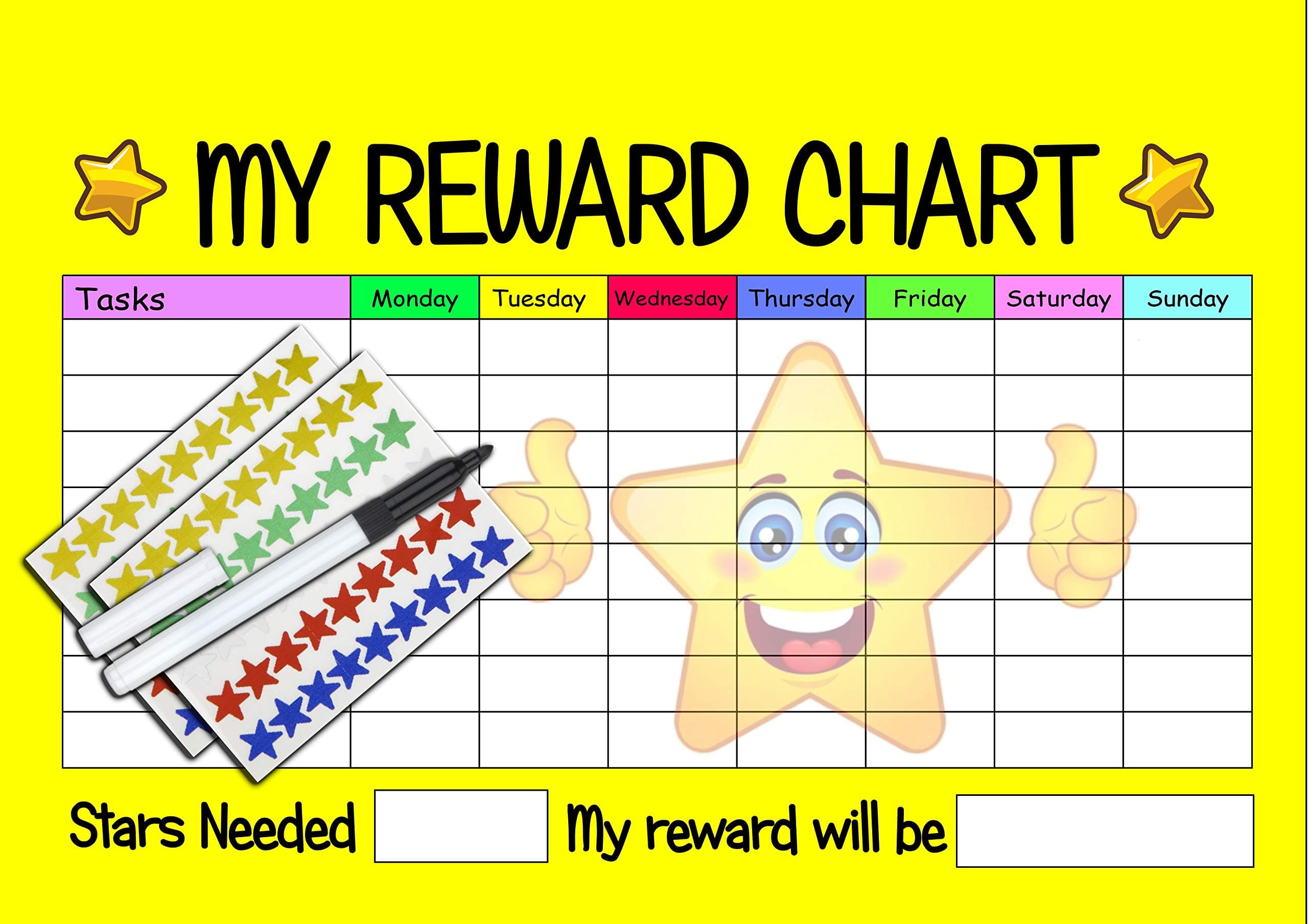kids2learn Children's Personalised Re-usable Sticker Reward Chart