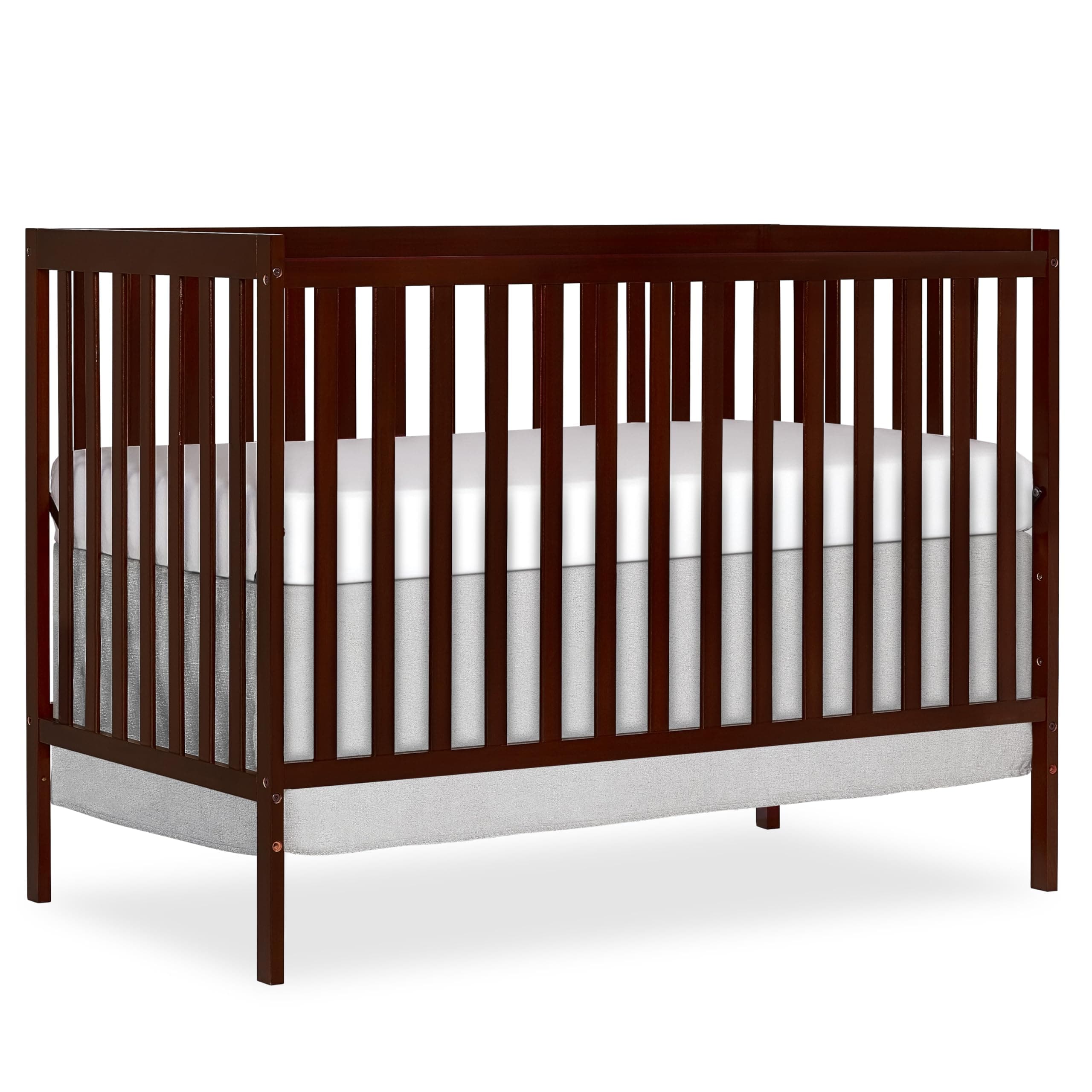 Synergy 5-in-1 Convertible Full-Size Baby Crib with Toddler, Day & Full Bed Conversion in Espresso, GreenGuard Gold & BSA, 3 Mattress Heights, Sustainable Pinewood