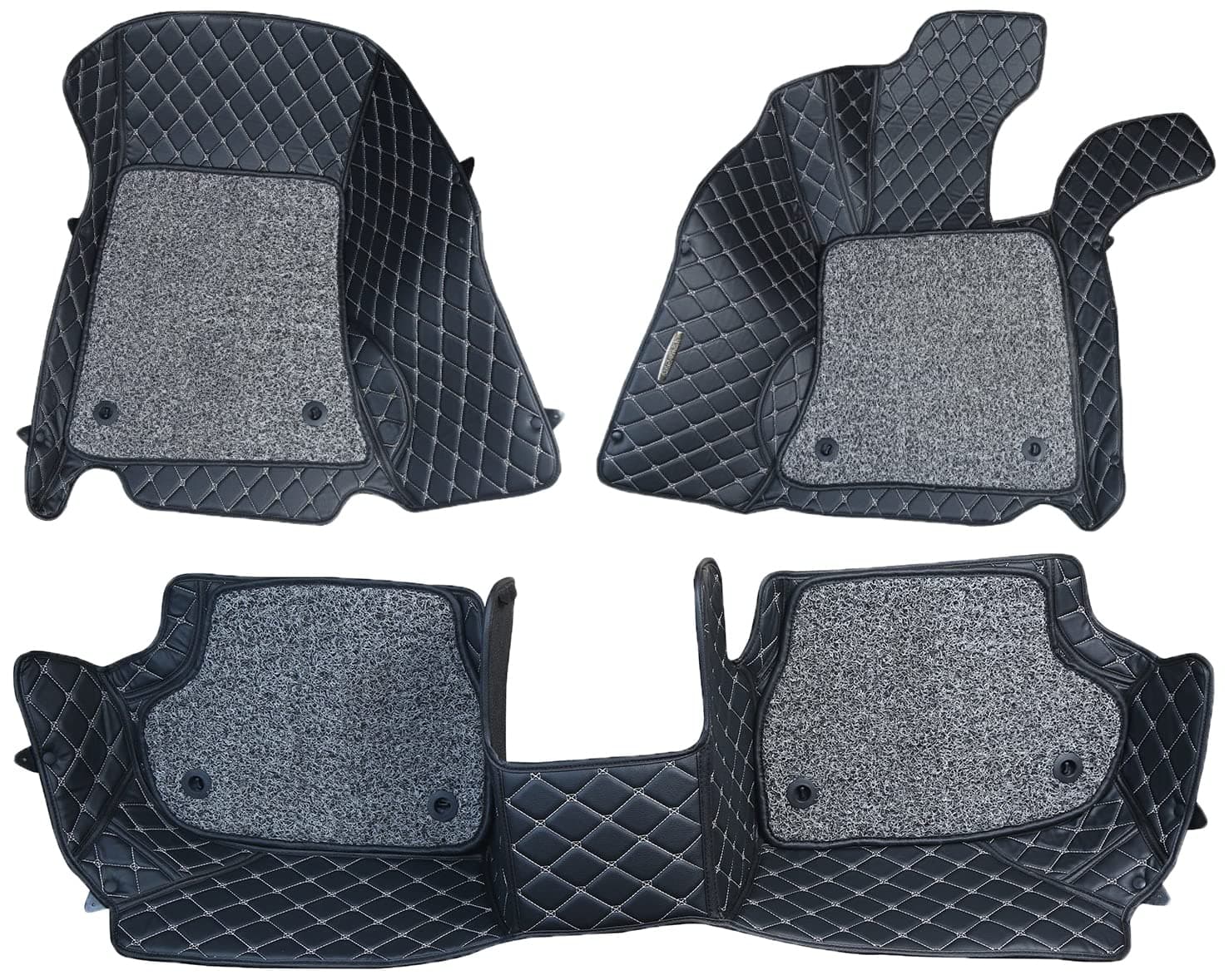 Autofurnish 7D Luxury Waterproof | Anti-Slip| PU Leather| Full Coverage| All Weather |Custom Fitted Car Mats Compatible with Jeep Compass 2017-20 - Black Black