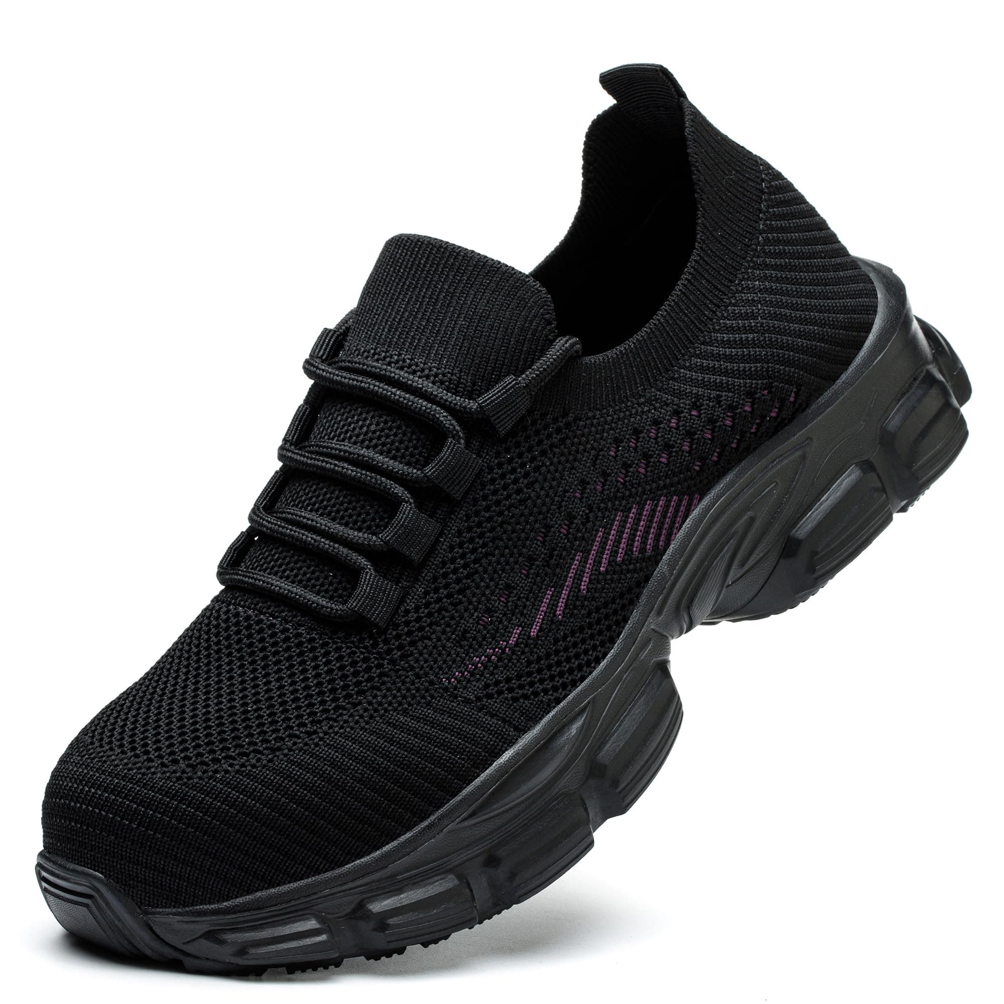 JUDBFSteel Toe Shoes for Women Lightweight Slip Resistant Work Shoes for Women