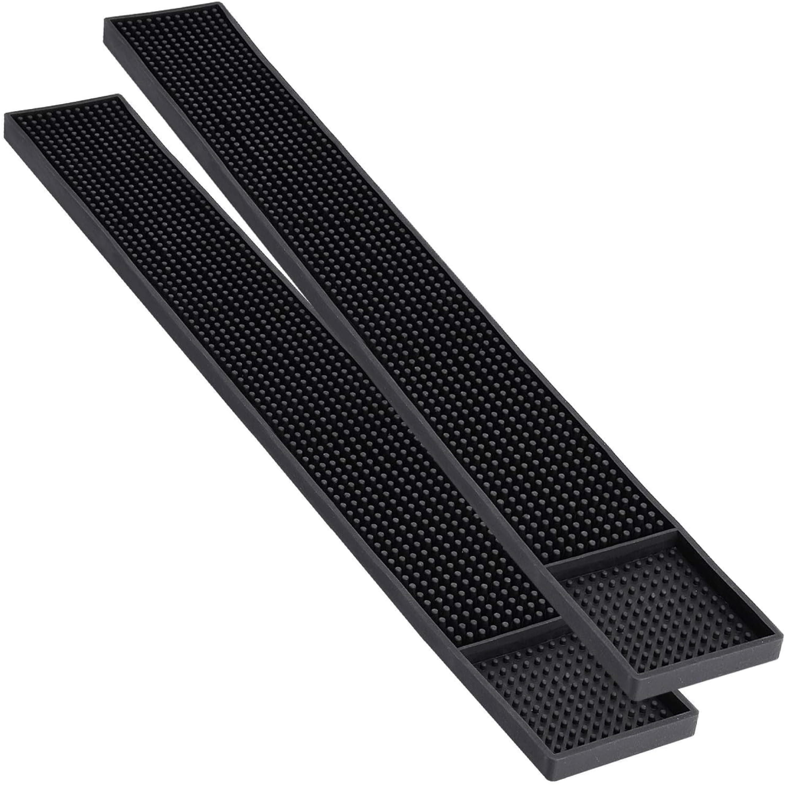 New Premium Rubber Bar Mat 60x8 cm (Set of 2), Service Countertop Barber Service Spill Rubber Mat, Black