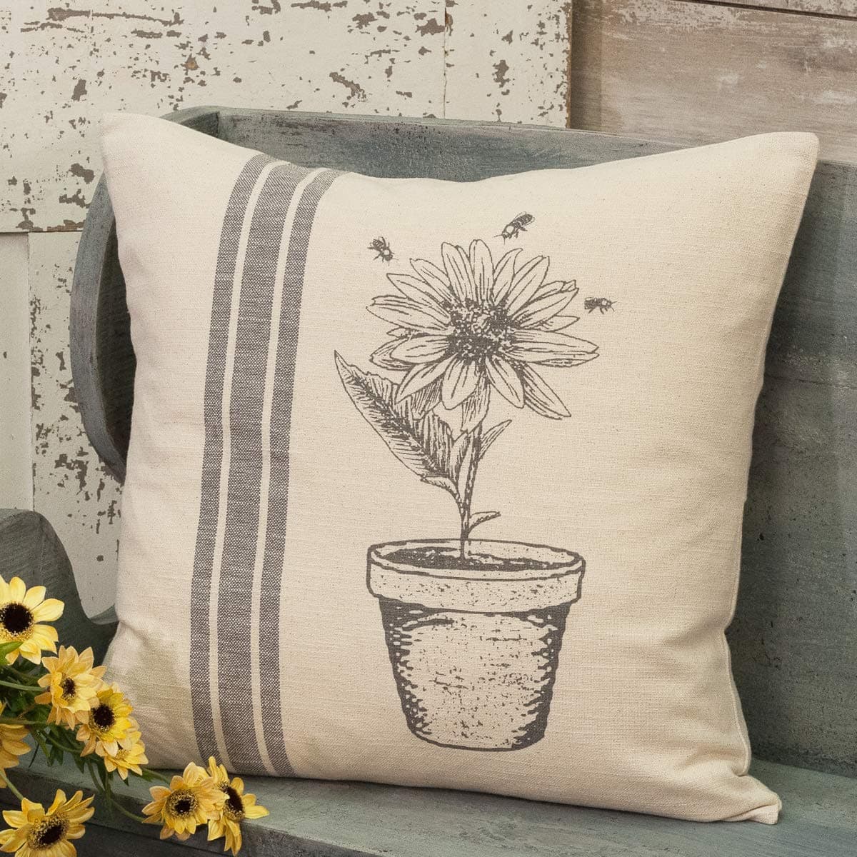 Piper Classics Spring Flower Pot Throw Pillow Cover, 20" x 20"