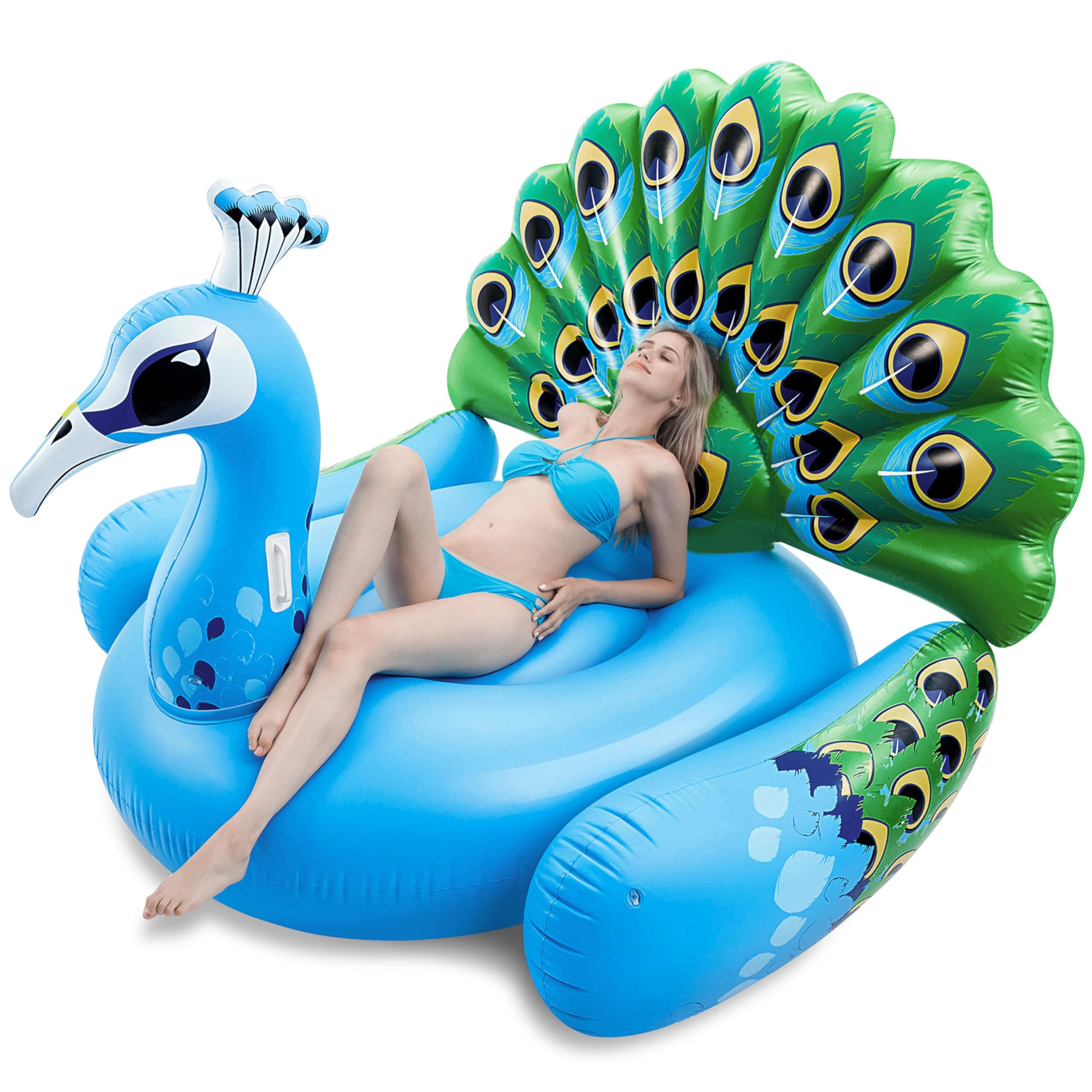 JOYIN Inflatable Peacock Pool Float - Giant Peacock Fun Beach Floaties, Pool Party Decorations Adult Size Inflatable Animal Summer Swim Pool Raft Lounge for Adults