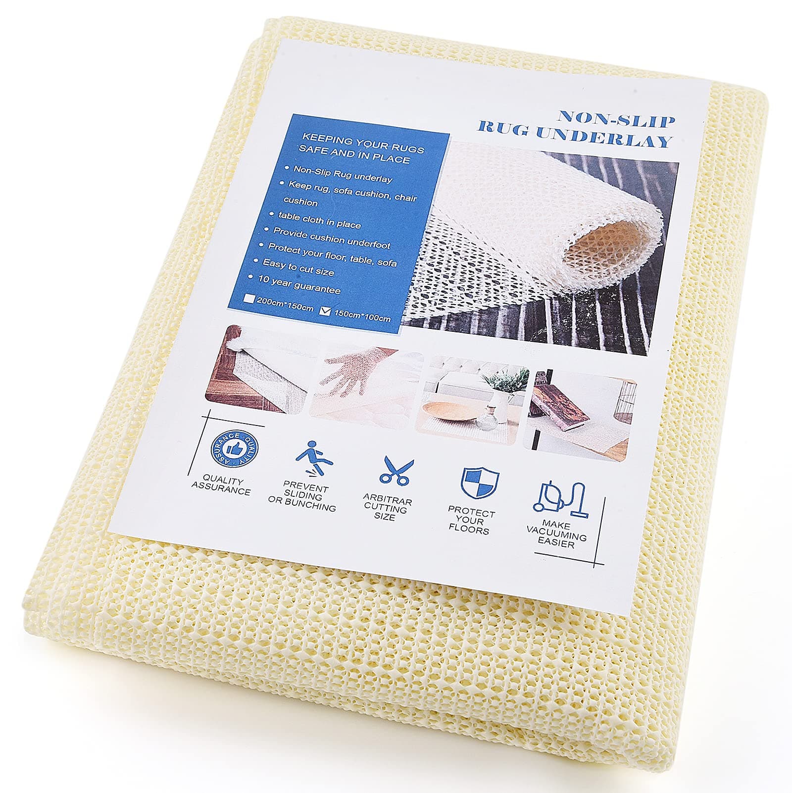 Anti Slip Rug Underlay 150x200 cm Multipurpose Rug Gripper Pad Non Slip Matting Underlay Carpet Gripper for Drawers Shelves Tray Carpet, Used on Hard Smooth Floors