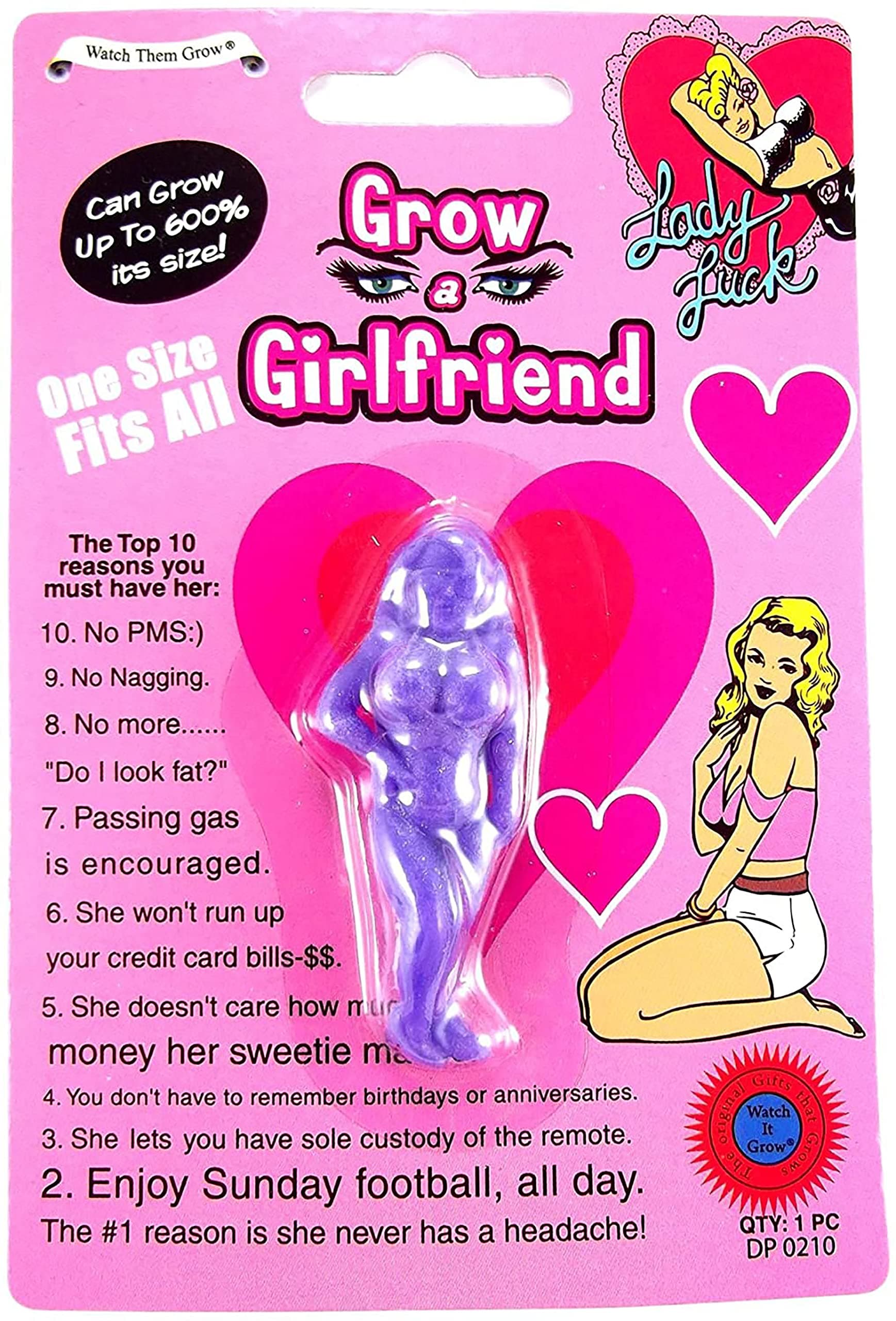 Diabolical Grow a Girlfriend Secret Santa Gift for Him Cheap, Funny Stocking Filler for Him, Valentines Gifts for Him (random colour pink/purple)