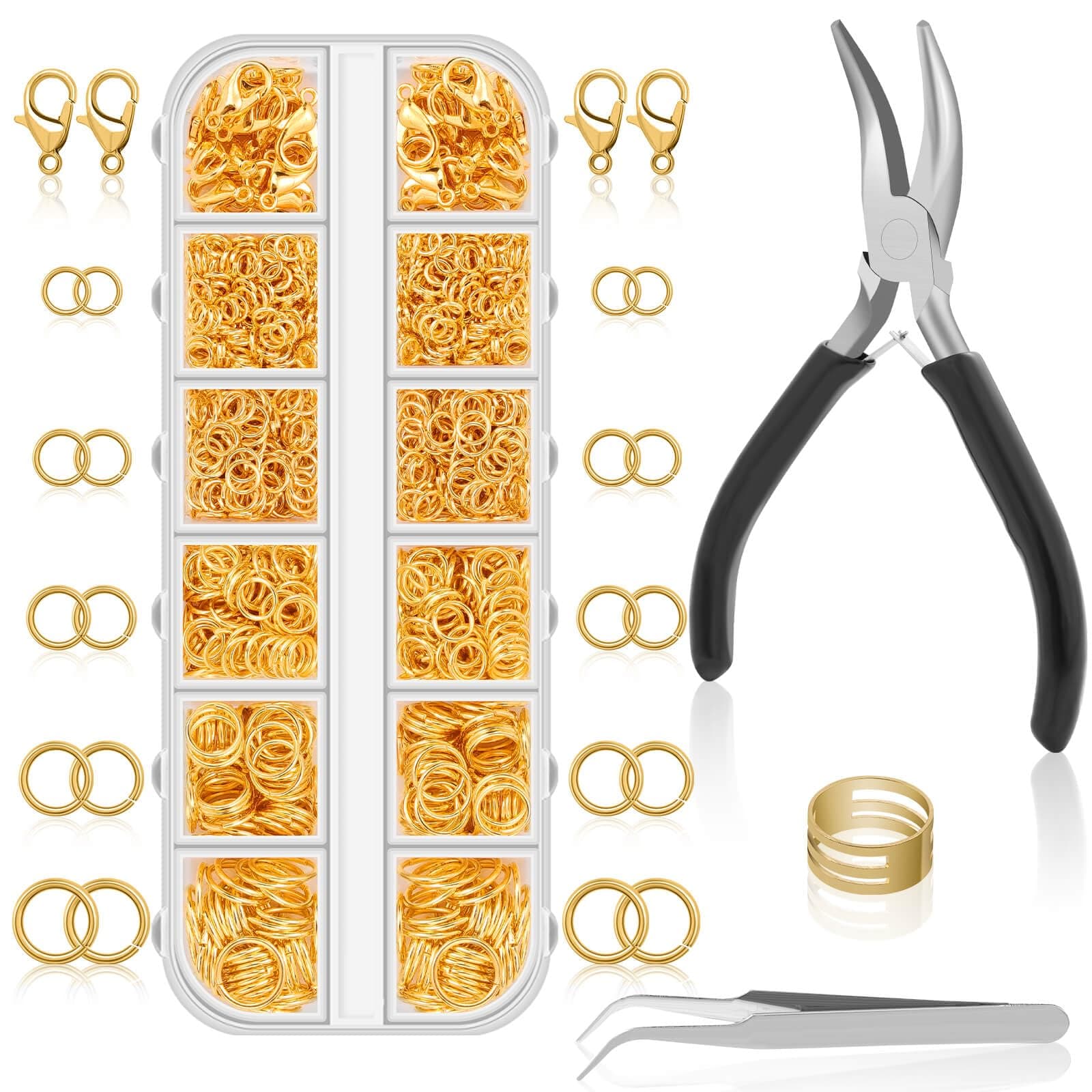 Anezus 1200PCS Jump Rings for Jewelry Making Kit, Gold, Jewelry Making Supplies and Necklace Repair, Modern Style, Small Size, Not Foldable