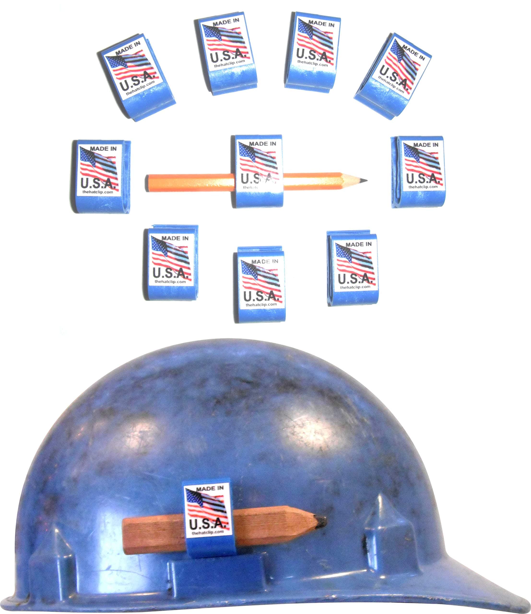 Hard Hat Adhesive Pencil Clip holders (10 PACK of BLUE CLIPS) Attach to toolbox locker clipboard or any place you need to keep a writting device.
