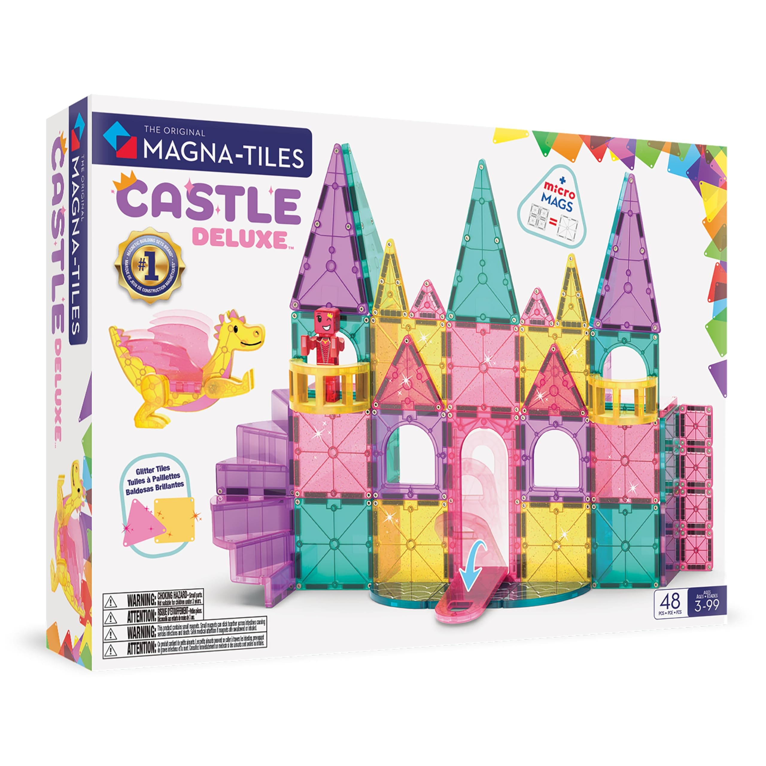 Castle DLX 48-Piece Magnetic Construction Set, The Original Magnetic Building Brand, 2.76 in x 17 in x 12 in