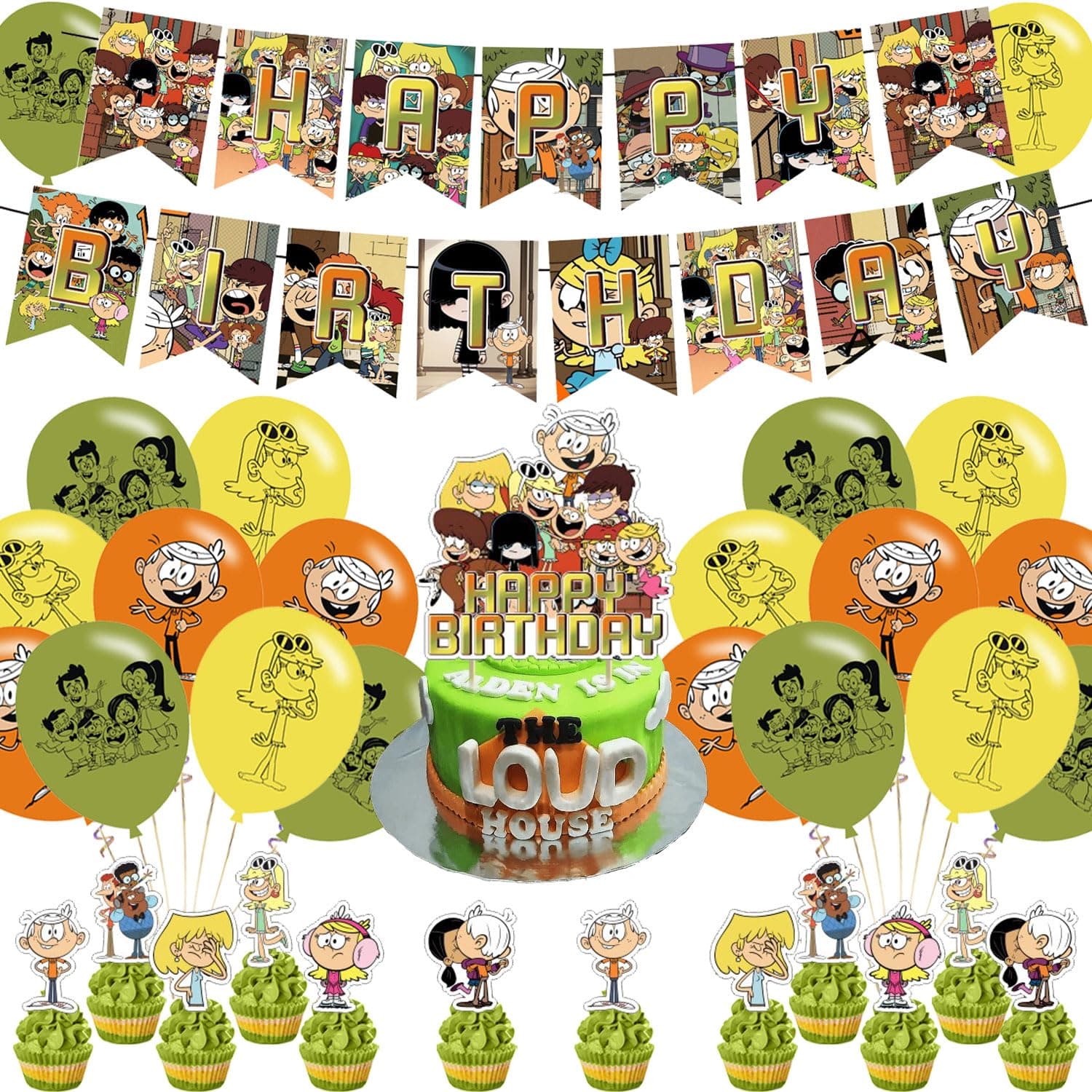 The Loud House Birthday Decoration,Loud House Party Decorations Include Banner,Cake Toppers and Ballons for Loud House Themed Birthday Supplies