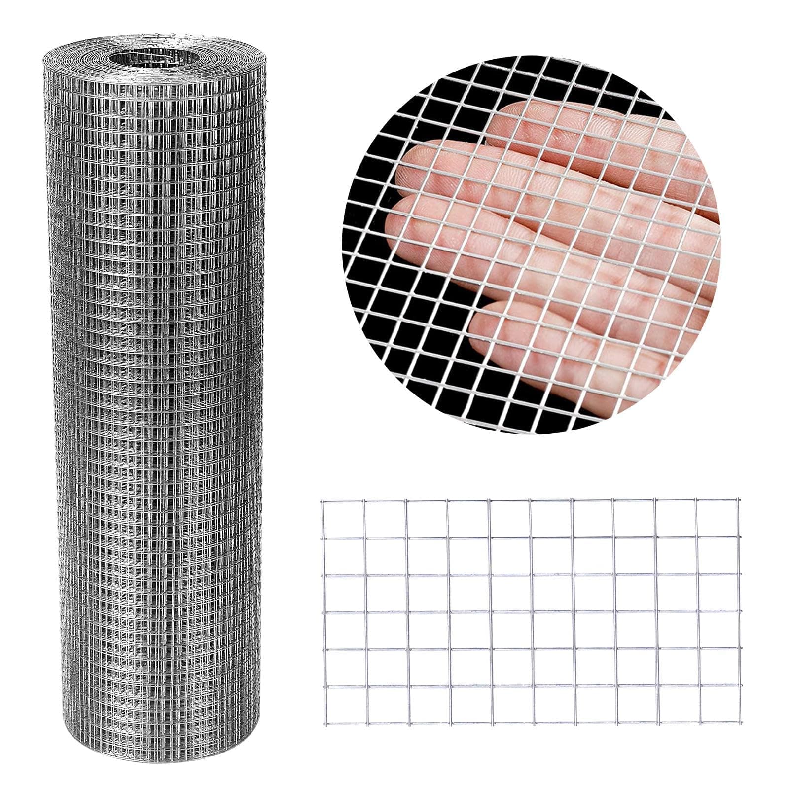Hardware Cloth 12'' x 20' 1/4 in Galvanized Wire Mesh Roll (23 GA) Chicken Wire Fence Roll for Chicken Pen/coop Fences, Screen mesh, Rabbit/Snake Fences, Poultry enclosures, Handicraft Making, etc.