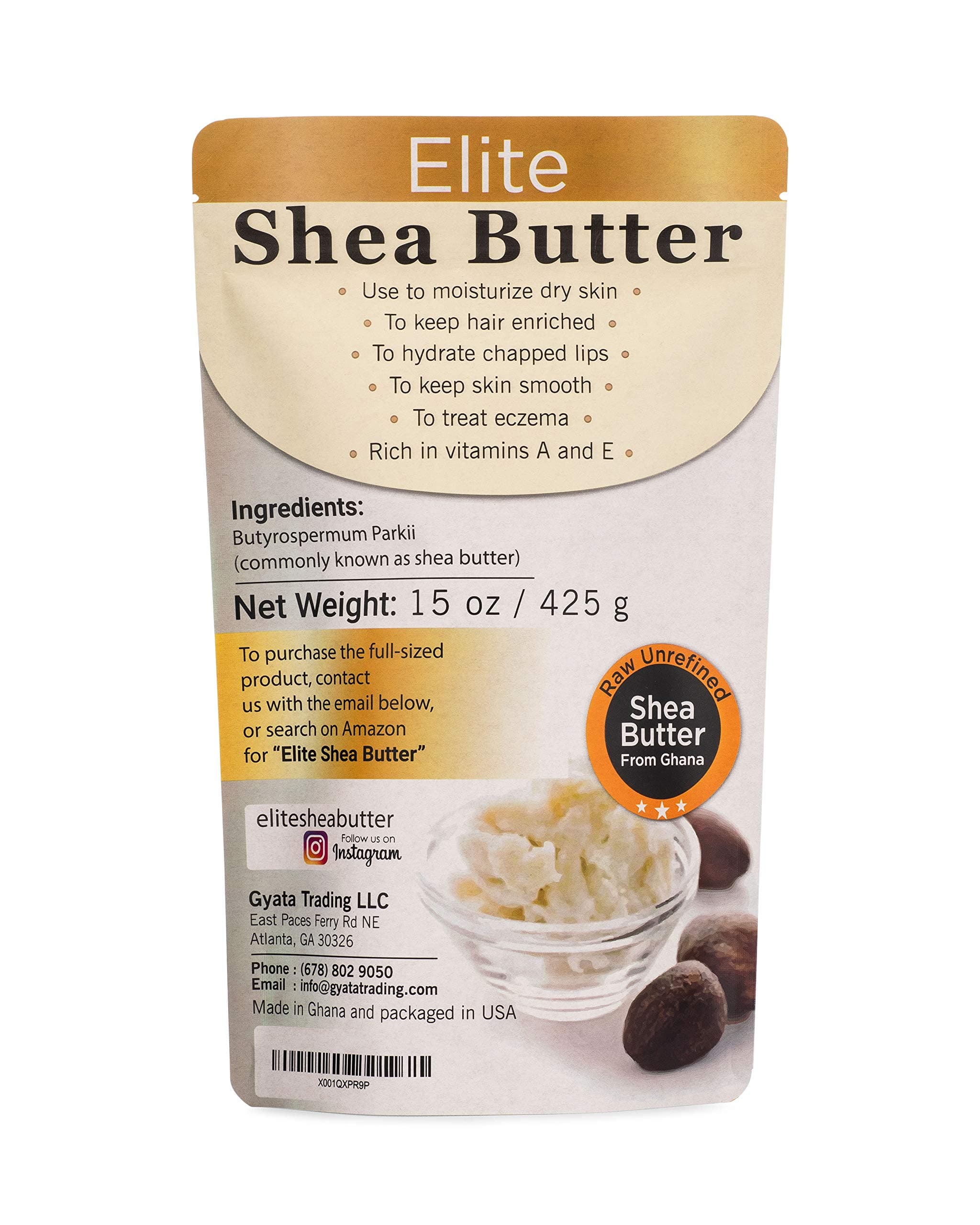 ELITE SHEA BUTTER: Raw Unrefined Shea Butter From Ghana. Includes A Free Recipe On How To Make A Body Butter