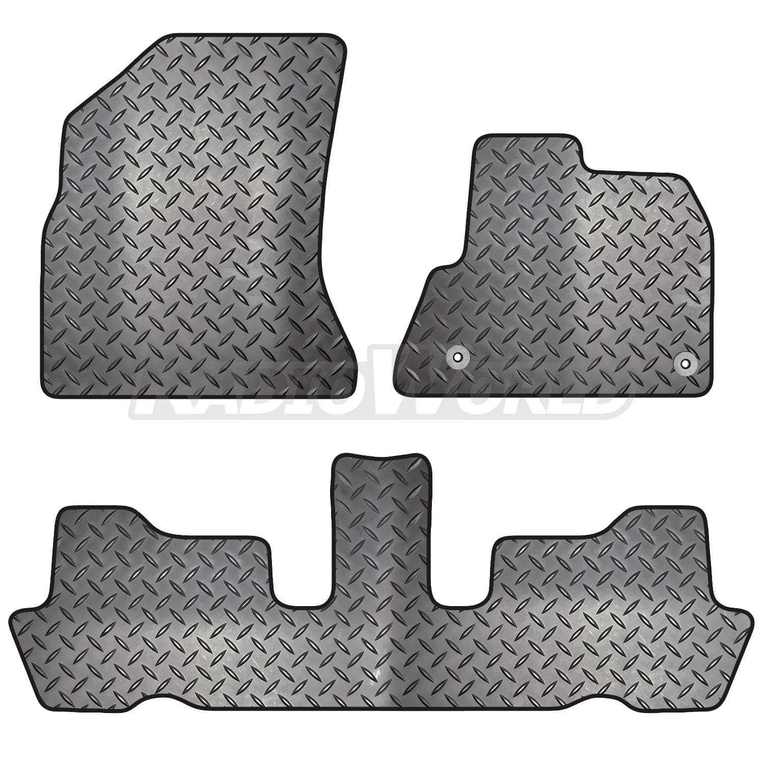 – Rubber 3 Piece Car Mat Set For Citroen C4 Picasso 2007-2013 with [2 Clips] Tailored Fit Floor Mat Complete Accessory Black Custom Fitted - All Weather & Heavy Duty, Anti-Slip Backing