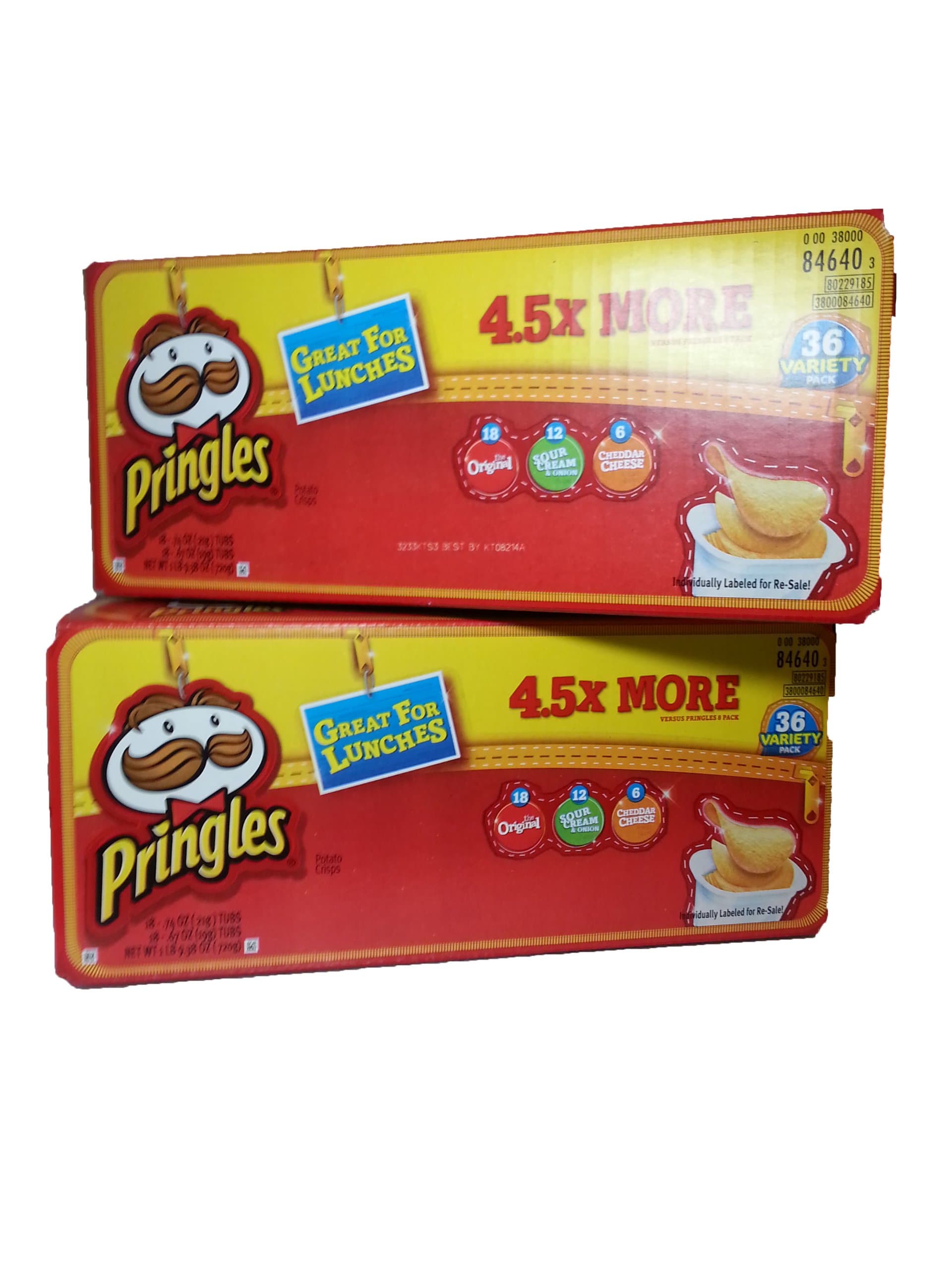 Pringles Variety Pack Potato Chips - 36 Individual Packs Snack Stacks (2 Pack) Total of 72