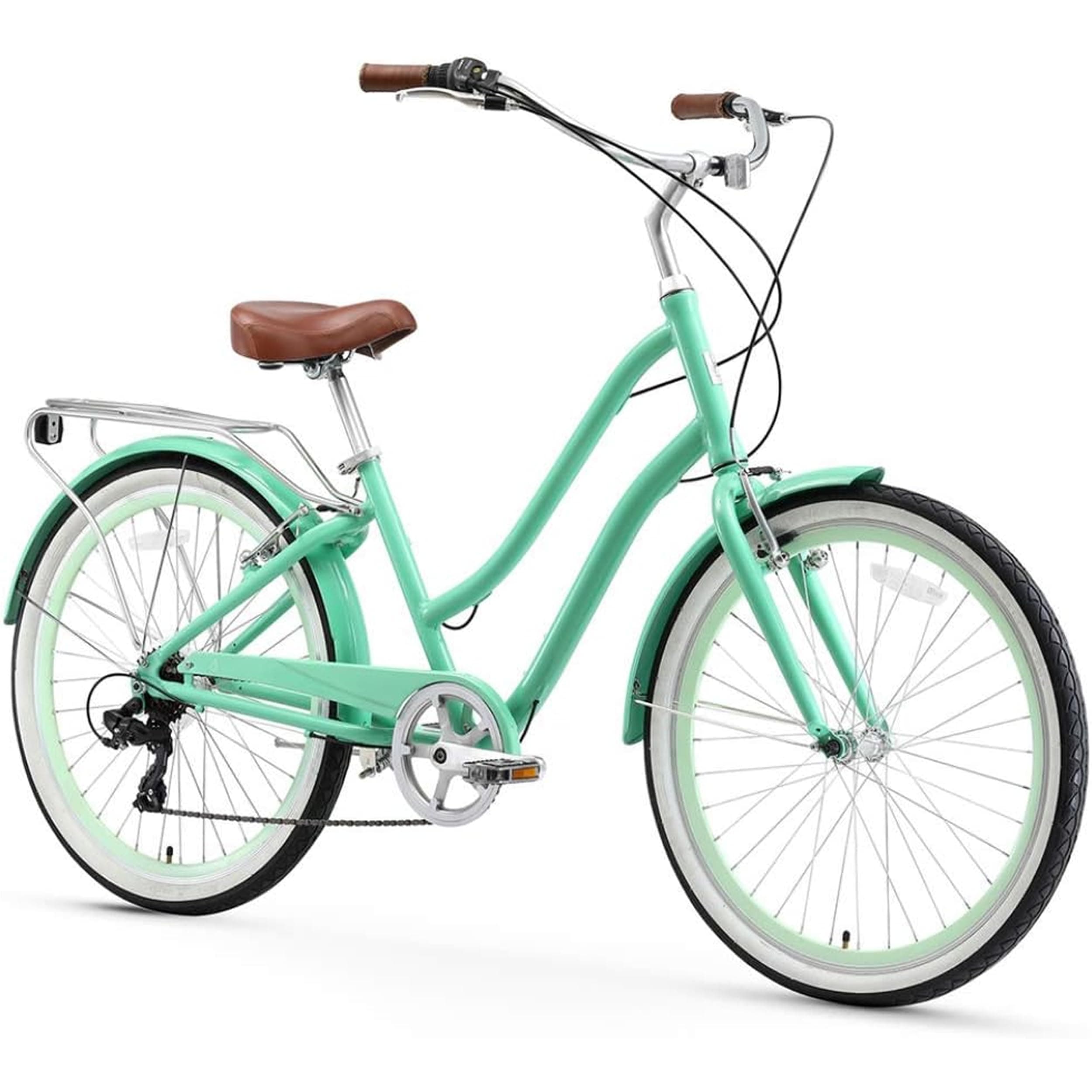 EVRYjourney Women's Beach Cruiser Bike, Step-Through Touring Hybrid Bicycle